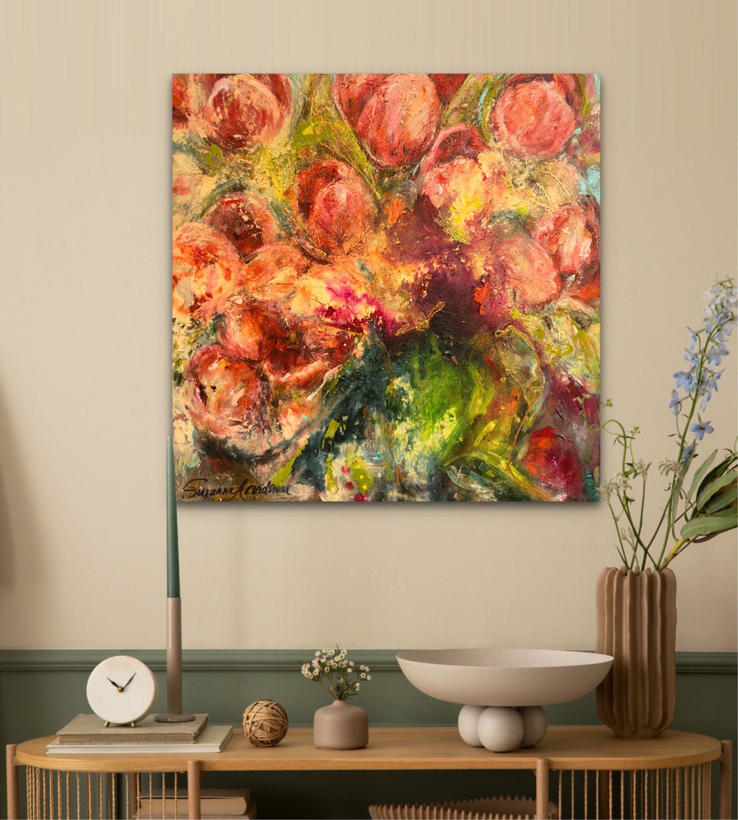 Originalmålning – När tulpanerna blommar, 80 x 80 cm