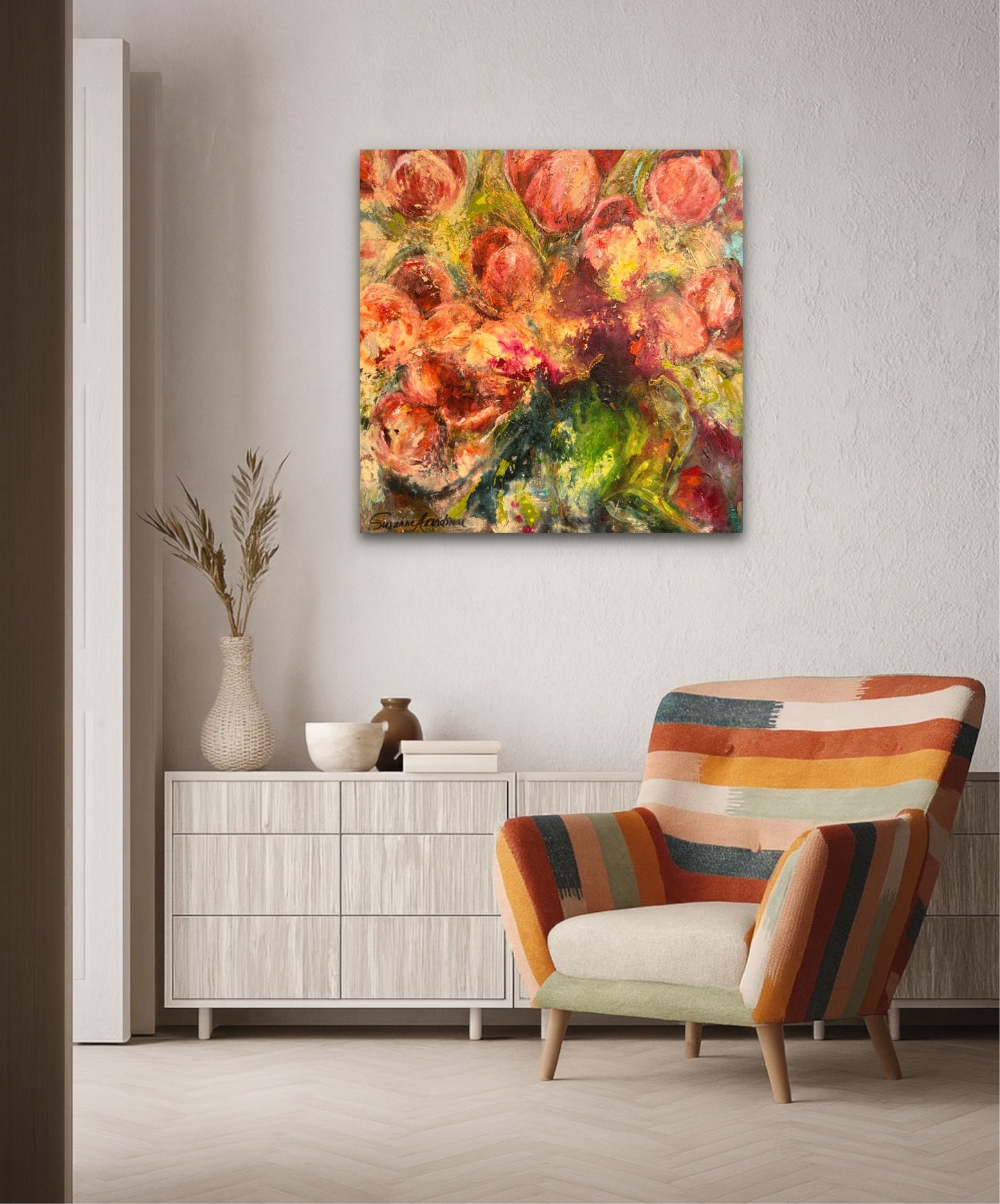 Originalmålning – När tulpanerna blommar, 80 x 80 cm