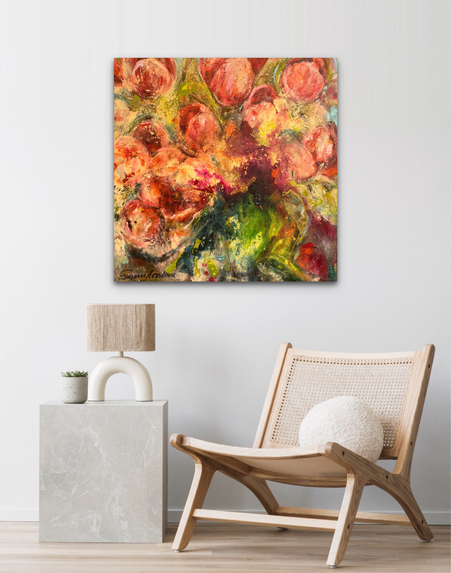 Originalmålning – När tulpanerna blommar, 80 x 80 cm