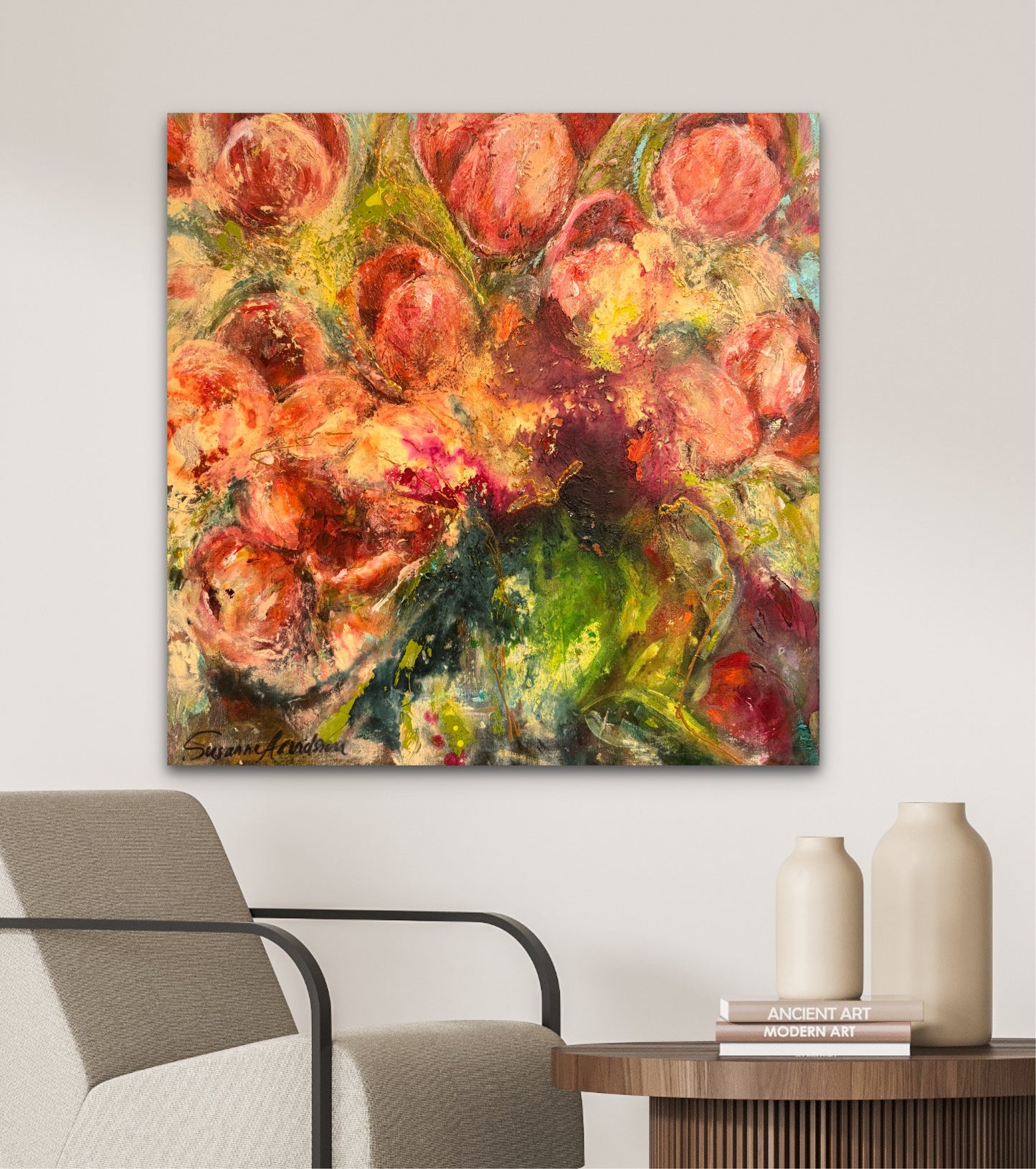 Originalmålning – När tulpanerna blommar, 80 x 80 cm