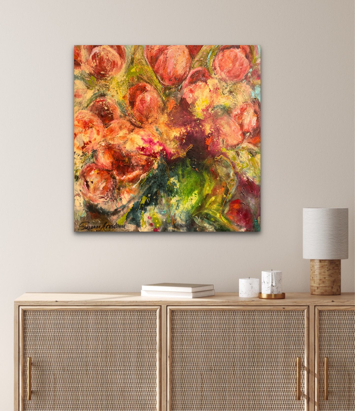 Originalmålning – När tulpanerna blommar, 80 x 80 cm