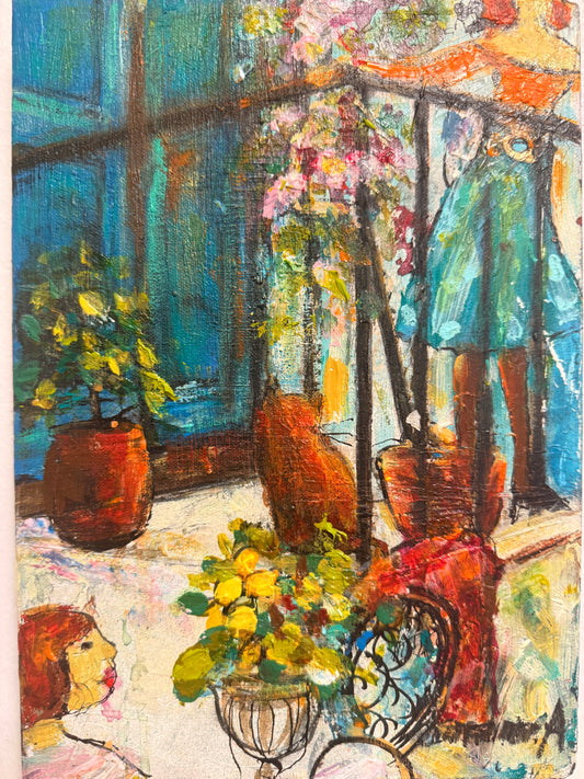 Originalmålning – Där grannar möts, 30 × 40 cm