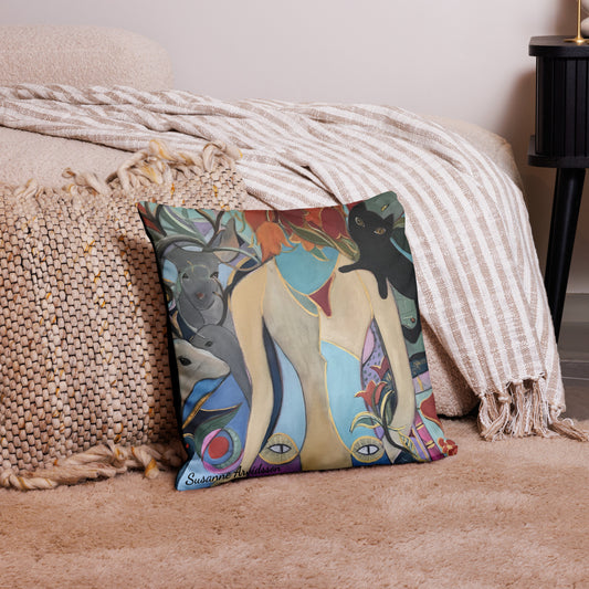 Kuddfodral Katt 50x50 – Konstmotiv av Susanne Arvidsson