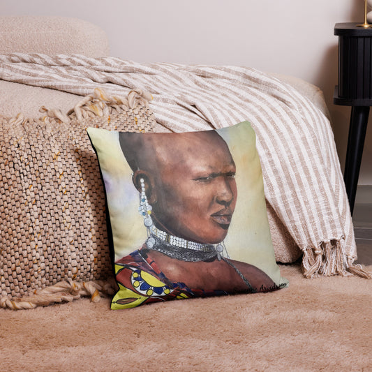 Kuddfodral Massaiwoman 50x50 – Konstmotiv av Susanne Arvidsson