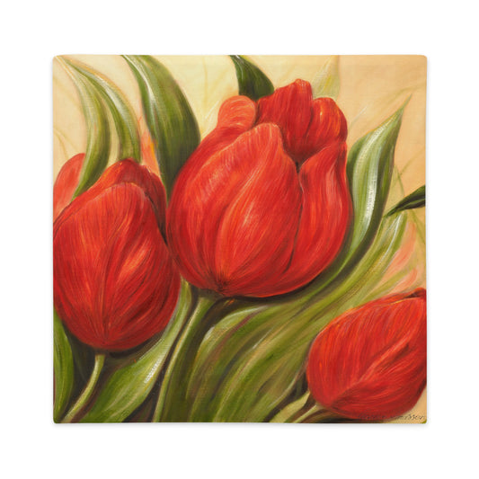 Kuddfodral Red Tulips Bloom – Konstmotiv av Susanne Arvidsson