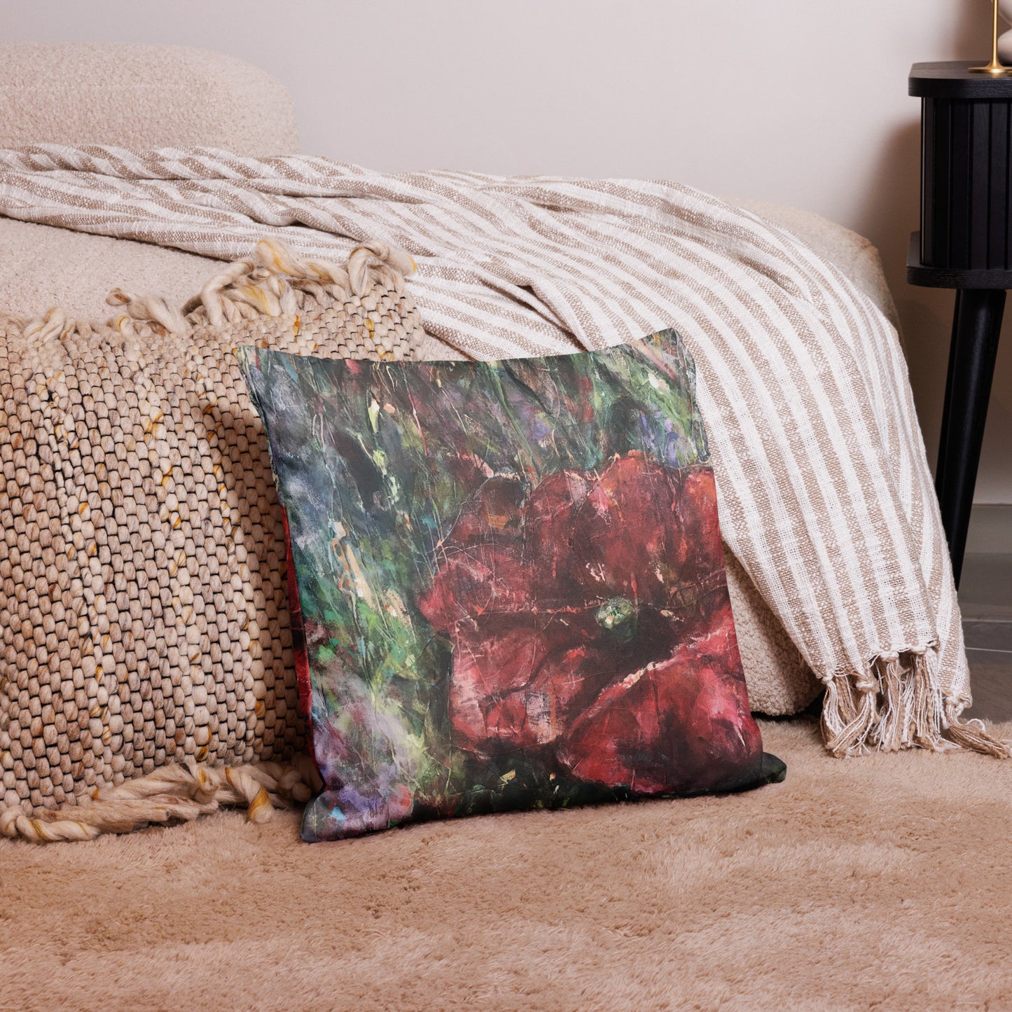 Kuddfodral Vallmo 50x50 – Konstmotiv av Susanne Arvidsson