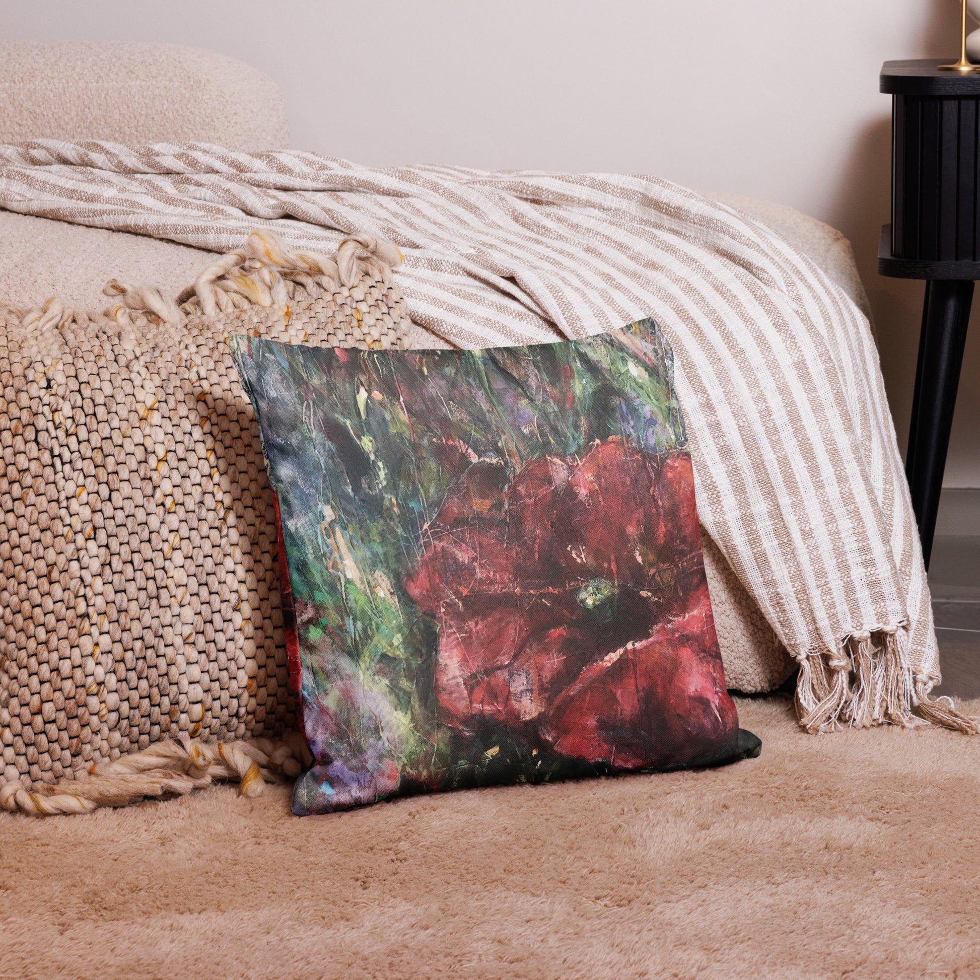 Kuddfodral Vallmo 50x50 – Konstmotiv av Susanne Arvidsson