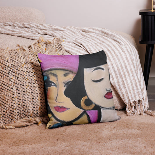 Kuddfodral linnestruktur 50x50 cm - Woman - Konstmotiv Susanne Arvidsson