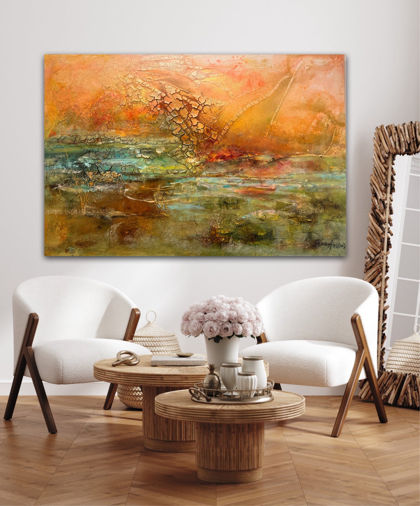 Originalmålning 150 x 100 – Glödande Horisont målad av susanne arvidsson