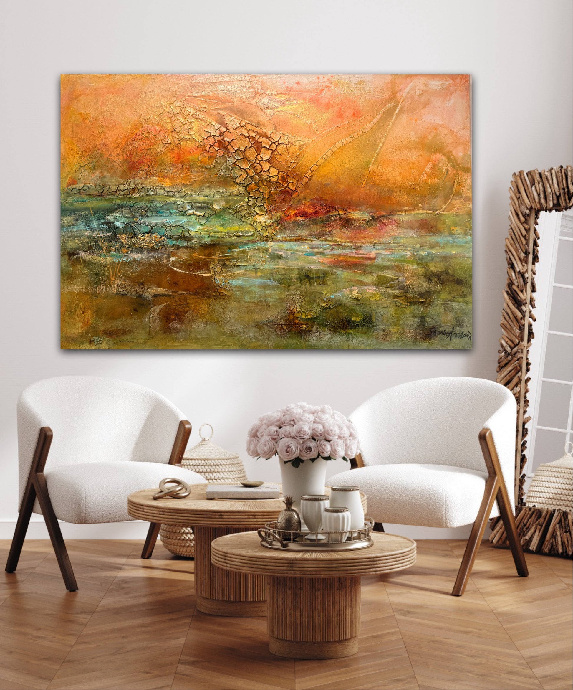 Originalmålning 150 x 100 – Glödande Horisont målad av susanne arvidsson