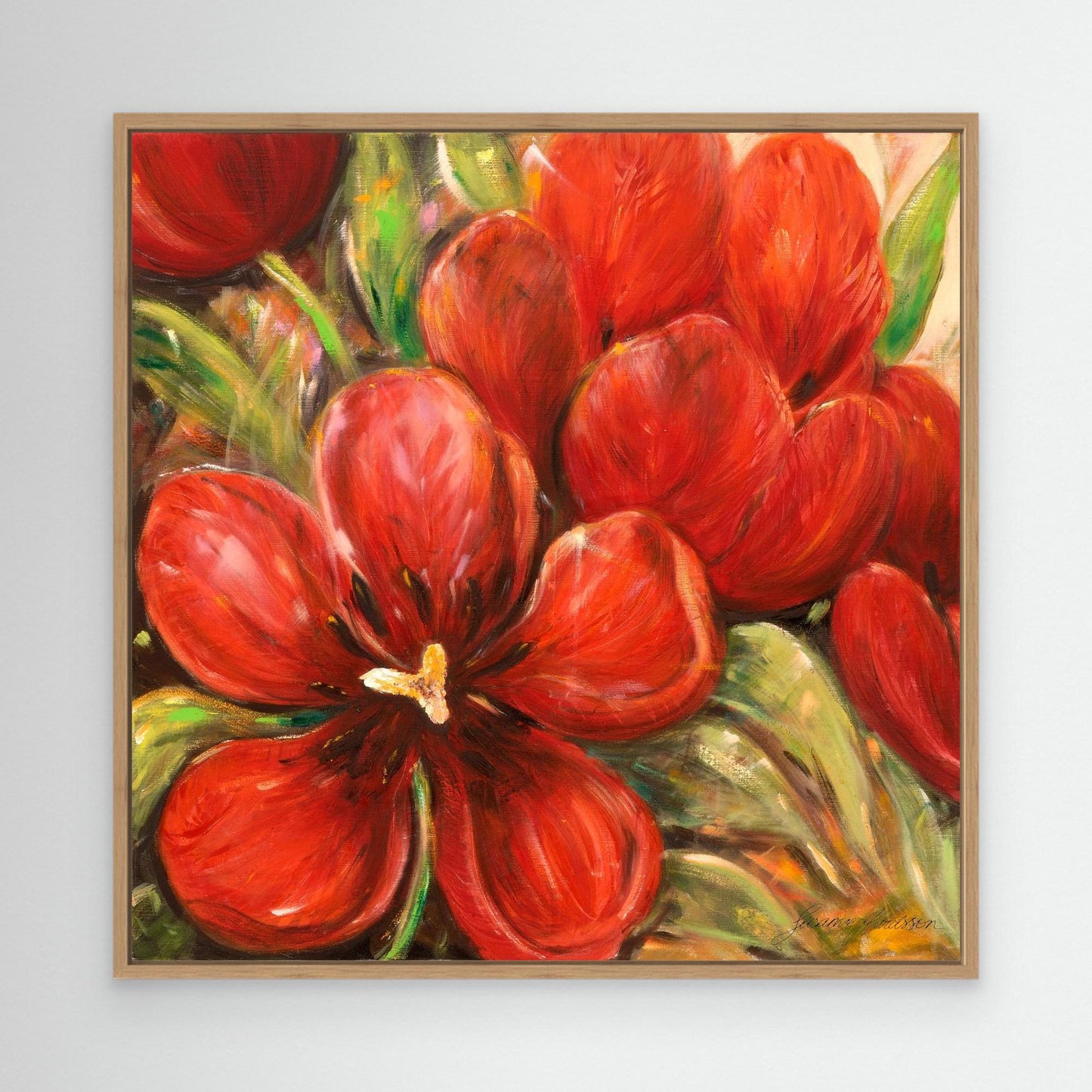 Röda tulpaner - prints on Canvas målad av susanne arvidsson ek ram