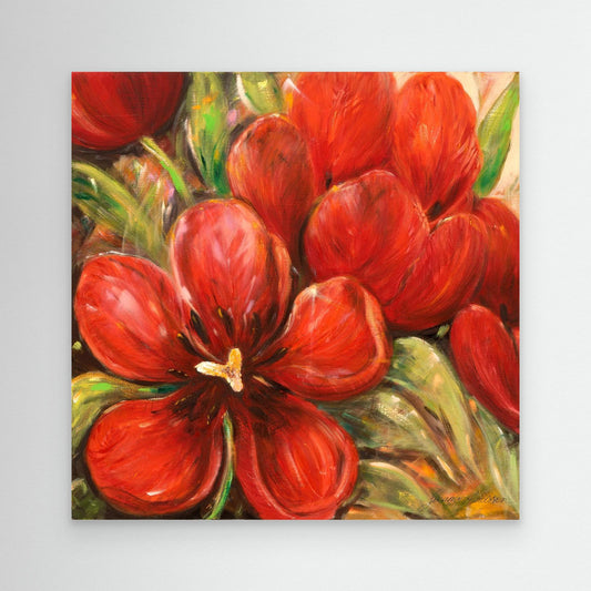 Röda tulpaner - tryck på Canvas
