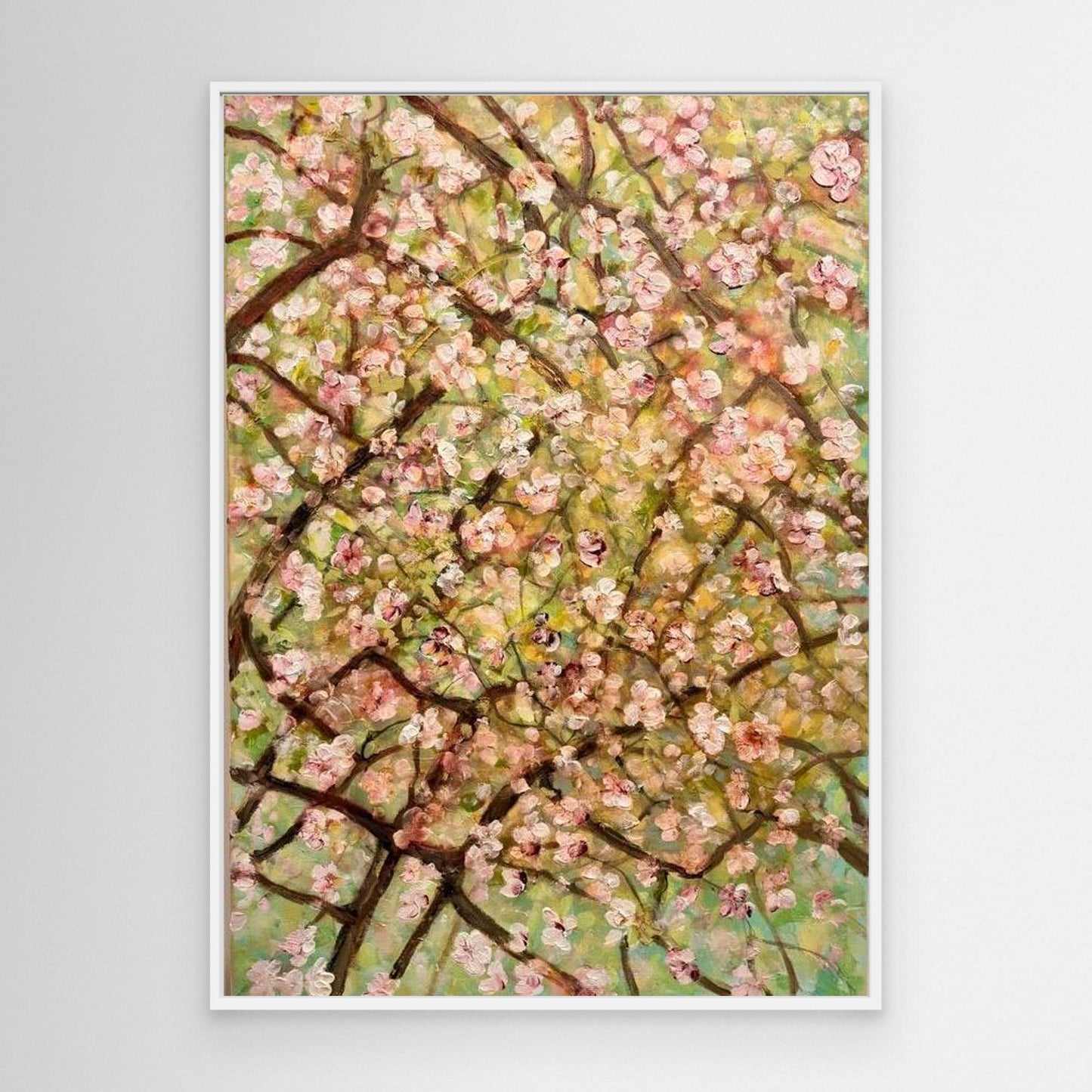 Blommande träd - Grenar fulla med rosa och vita blommor - Springtime is here - Konsttryck på duk