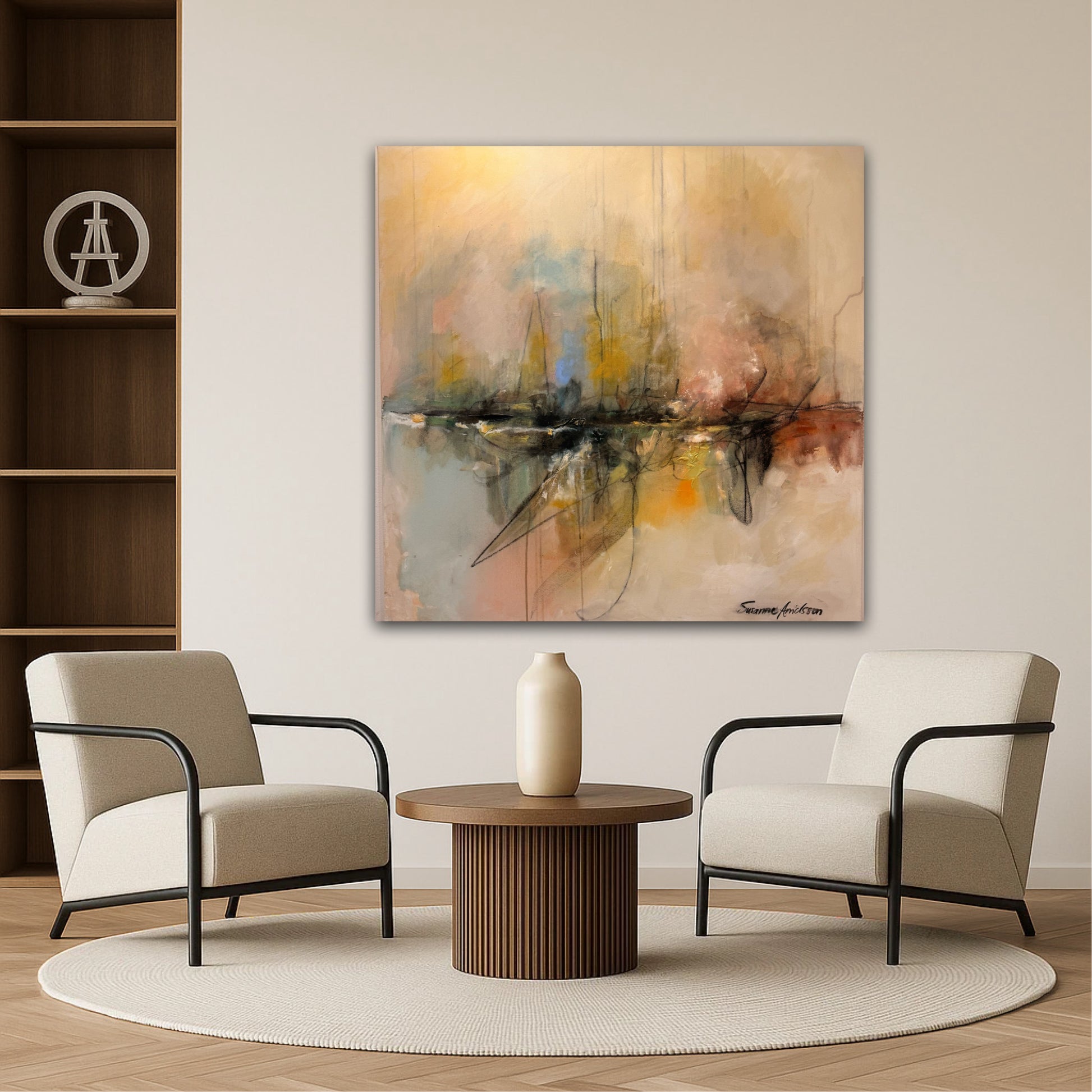Stor fyrkantig målning Braking waves - Stor canvas tavla