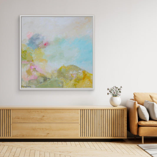 Tryck på canvas – Drömlikt landskap i pastell 