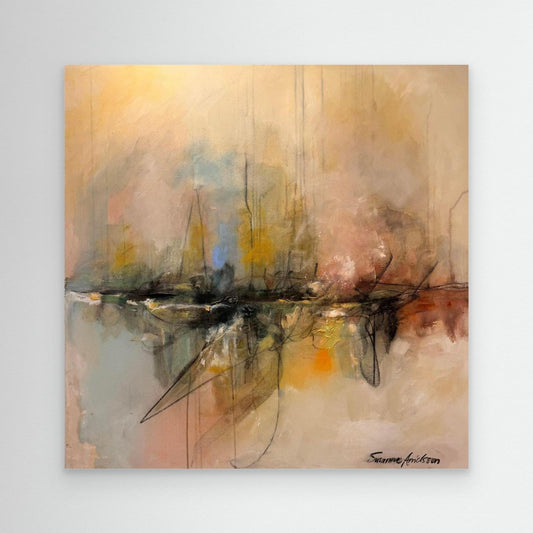 Stort canvastryck ”Breaking Waves” av Susanne Arvidsson i rumsmiljö