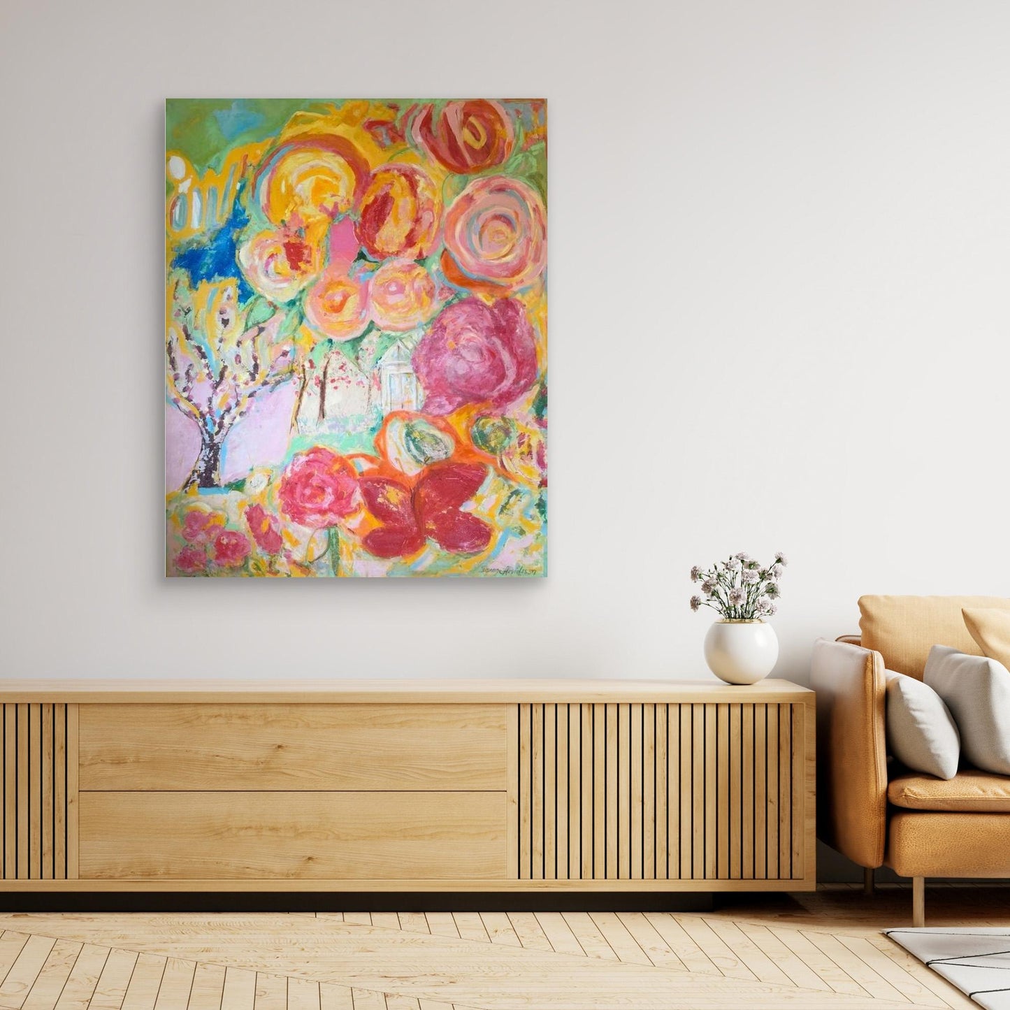 När trädgården sjunger – konsttryck på canvas efter originalmålning