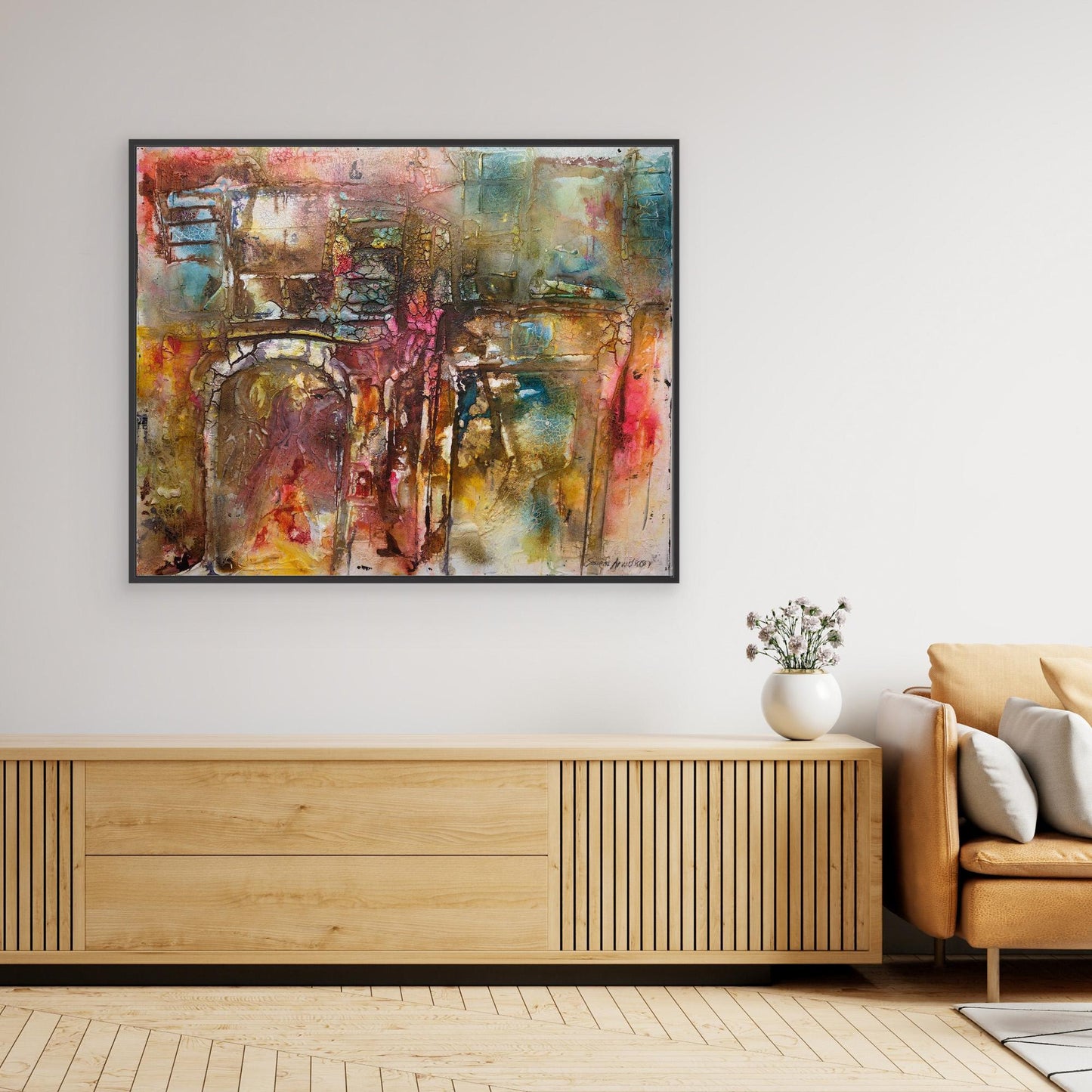 Abstrakt färgsprakande konst – tryck på canvas i stora storlekar