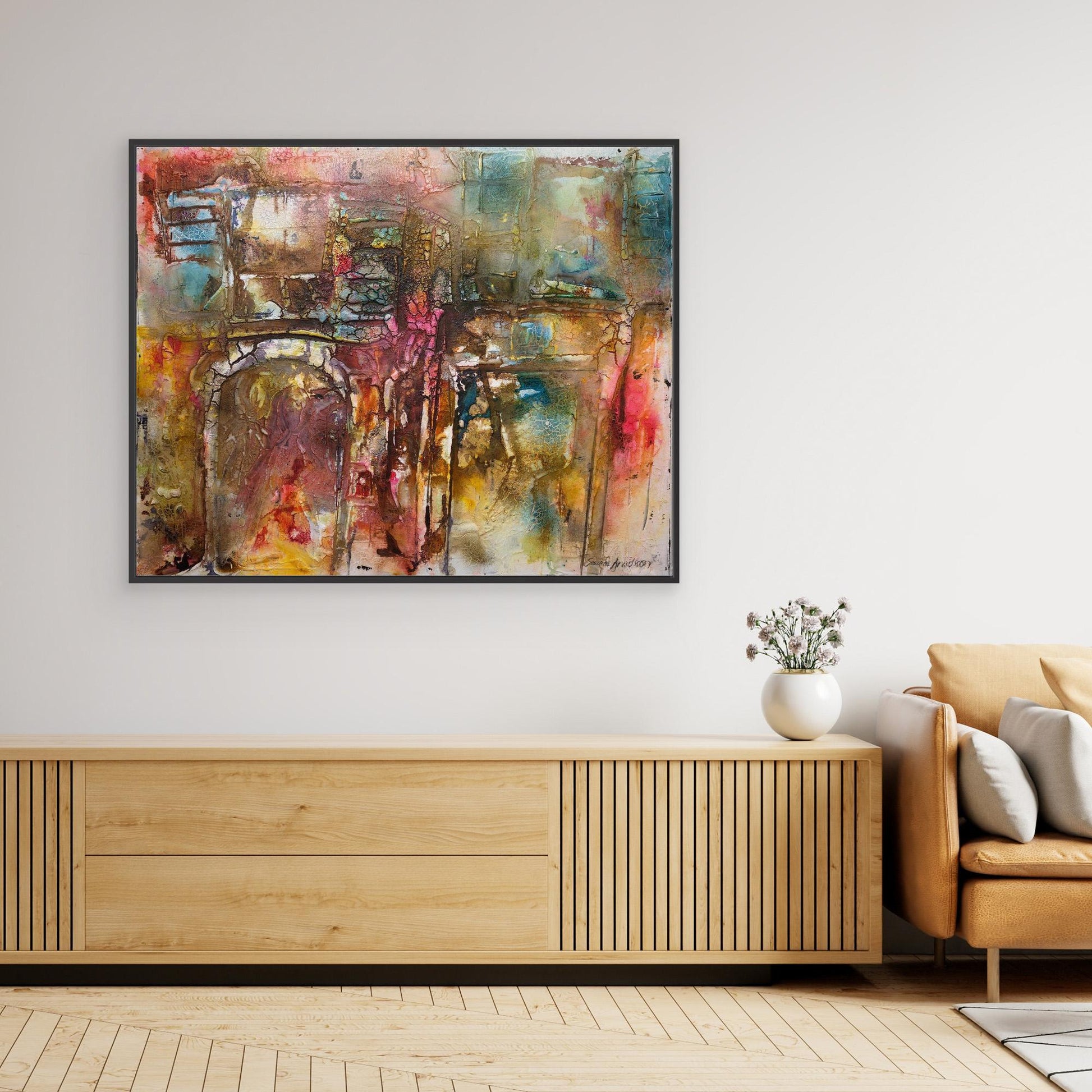 Abstrakt färgsprakande konst – tryck på canvas i stora storlekar