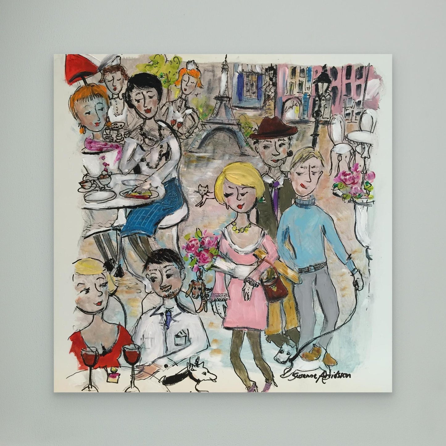  Konsttryck på canvas - Paris – en naivistisk vy