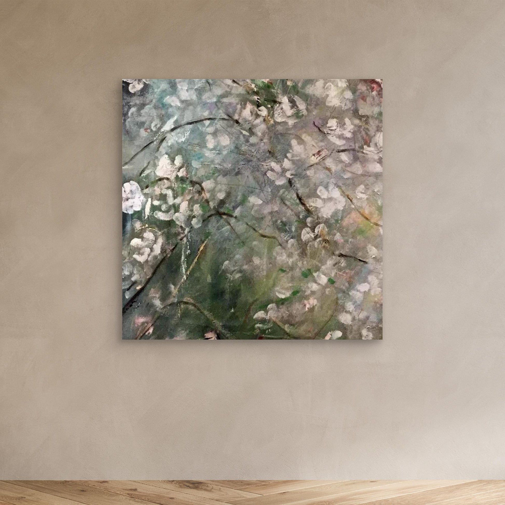 Blomsterdis II – konsttryck på duk i mjuka naturtoner