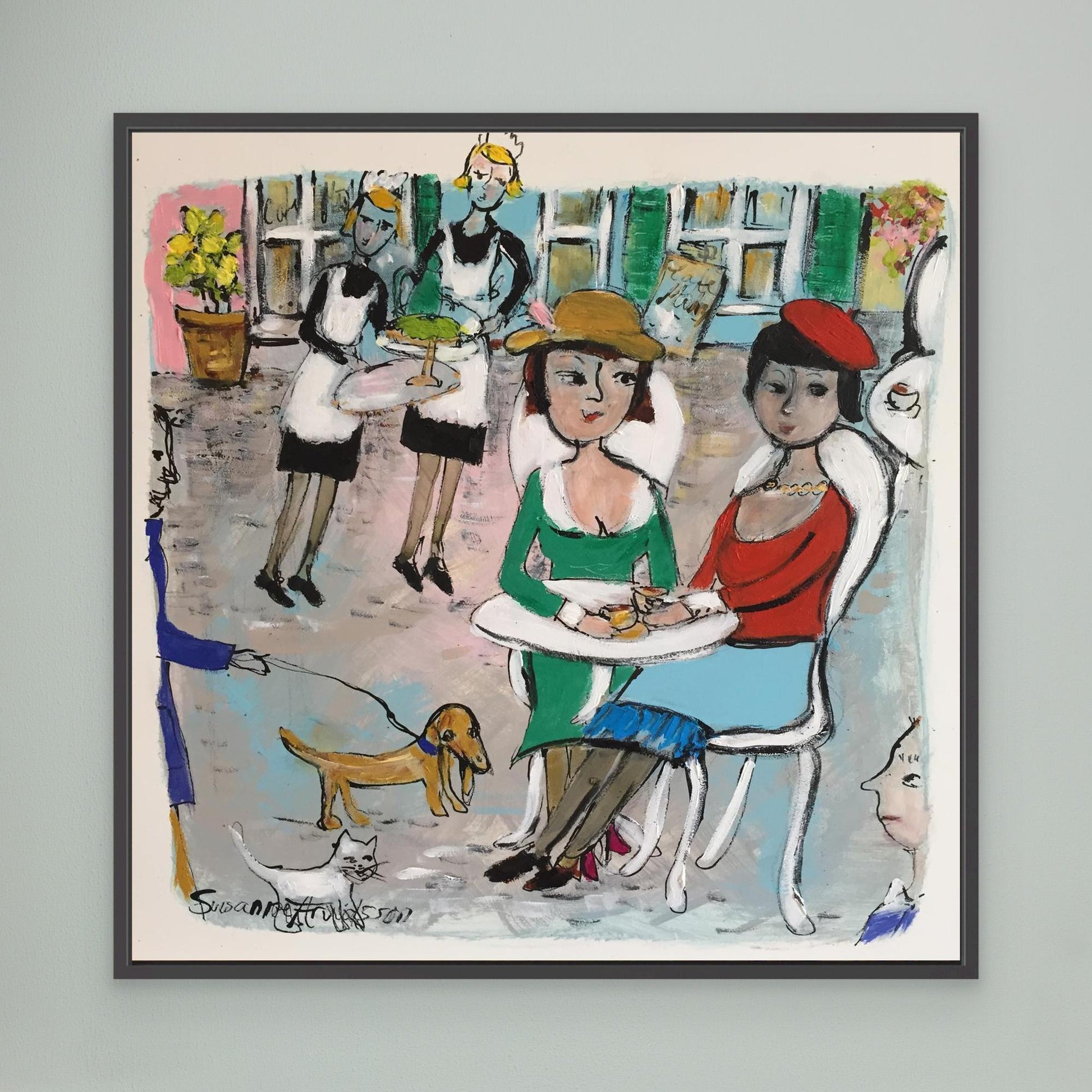 Konsttryck på canvas - Livet på torget