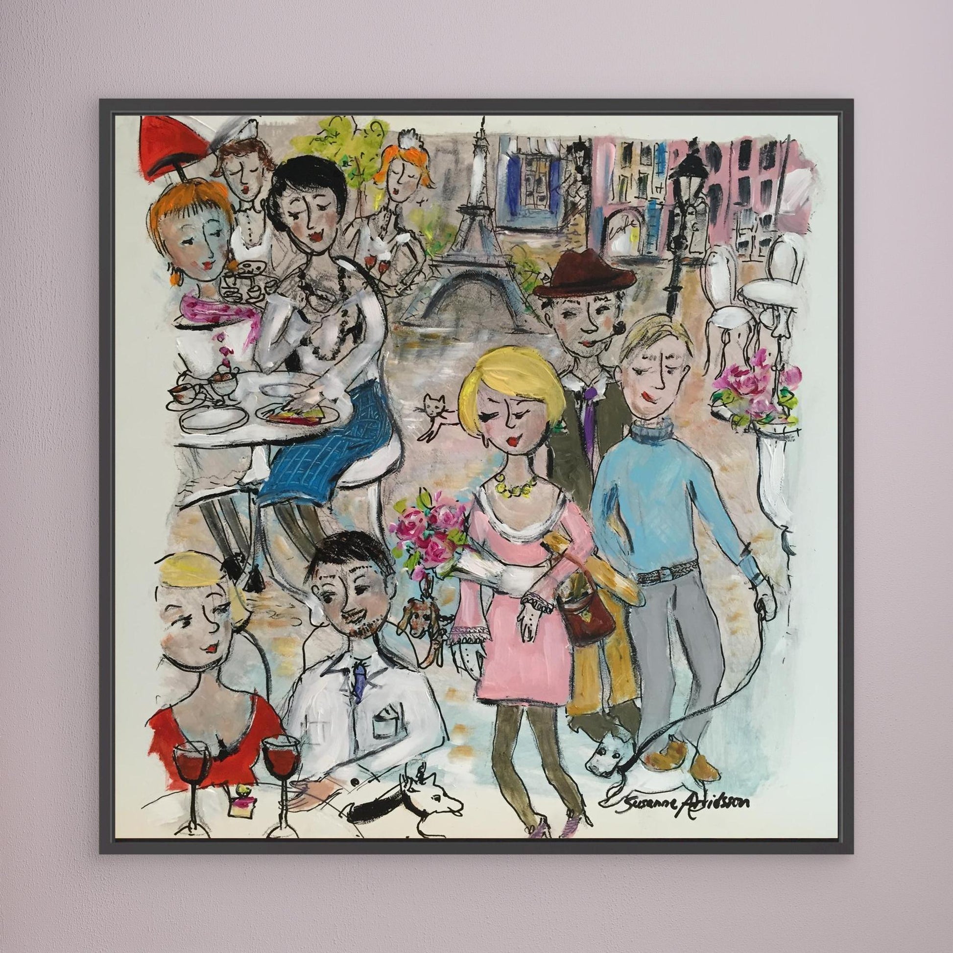  Konsttryck på canvas - Paris – en naivistisk vy