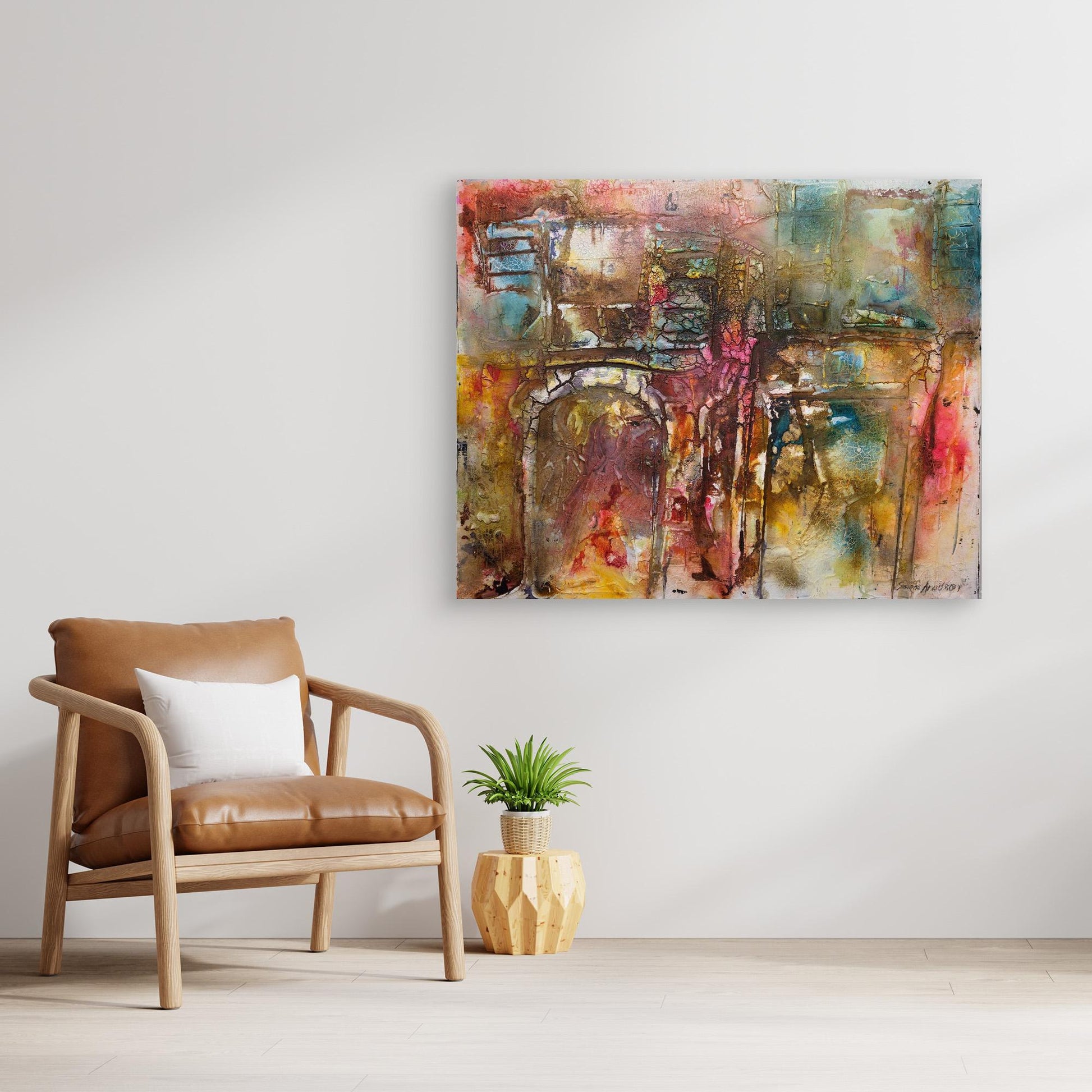 Abstrakt färgsprakande konst – tryck på canvas i stora storlekar