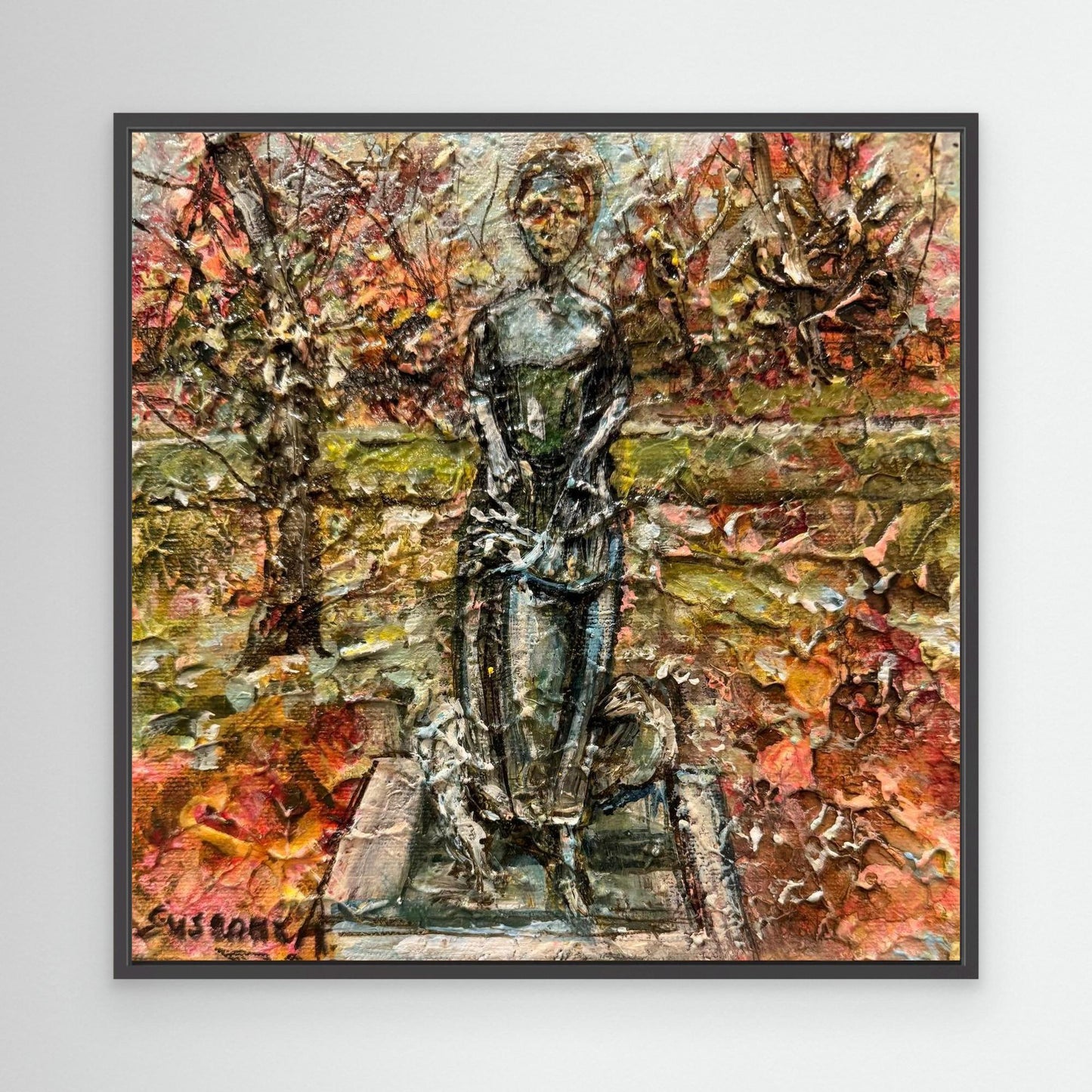 Konsttryck ”Kajsa Warg” av Susanne Arvidsson upphängt på vägg