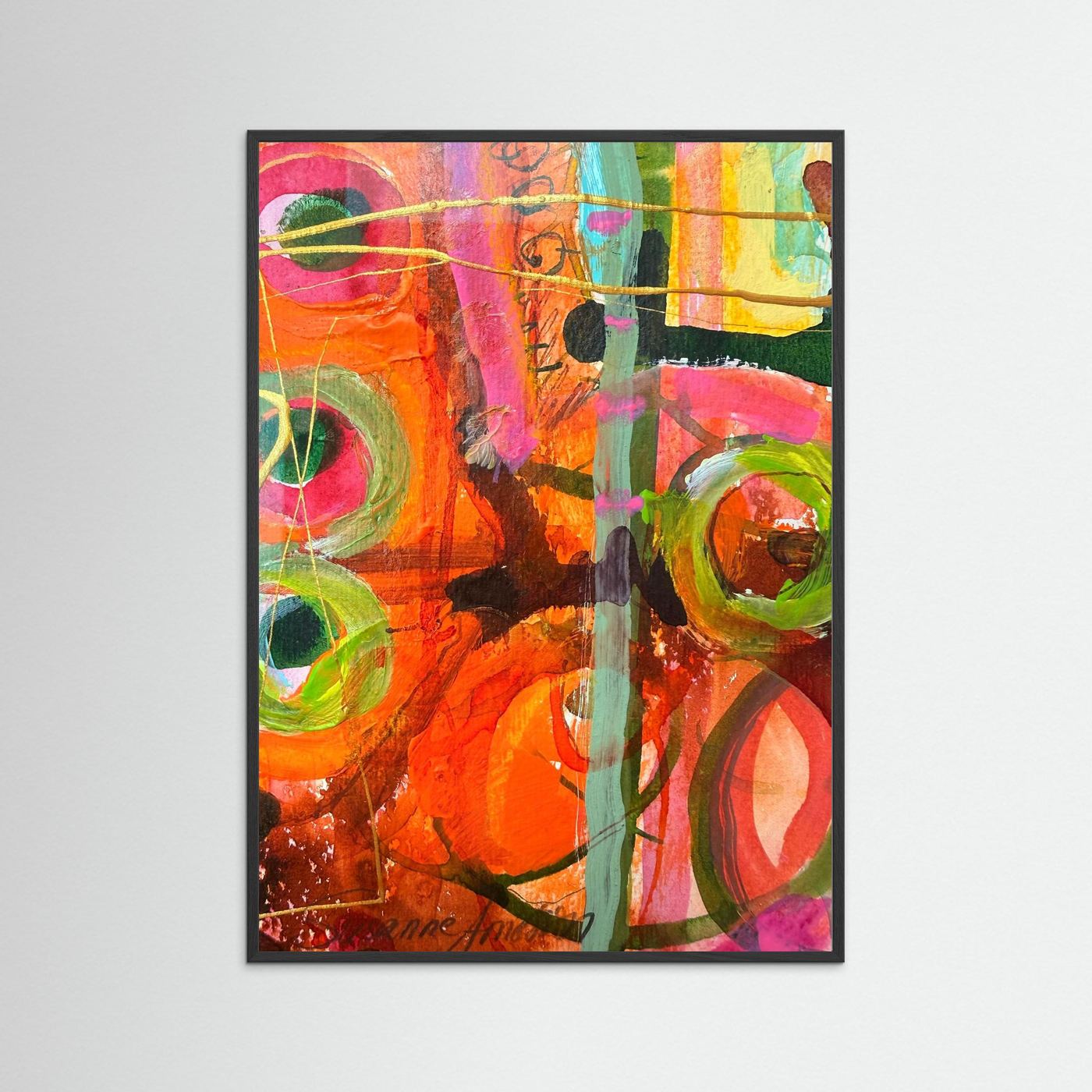 Fine art print- Abstrakt landskap- Ljusets med hjärta svart ram men du kn välja med eller utan ram i olika utföranden