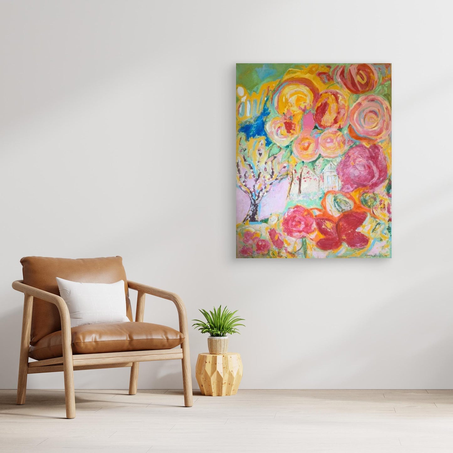 När trädgården sjunger – konsttryck på canvas efter originalmålning