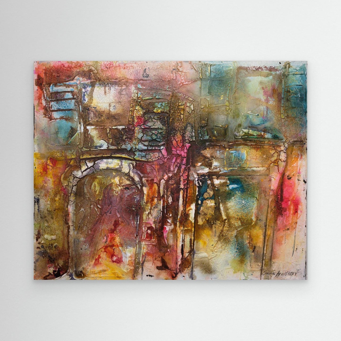 Abstrakt färgsprakande konst – tryck på canvas i stora storlekar