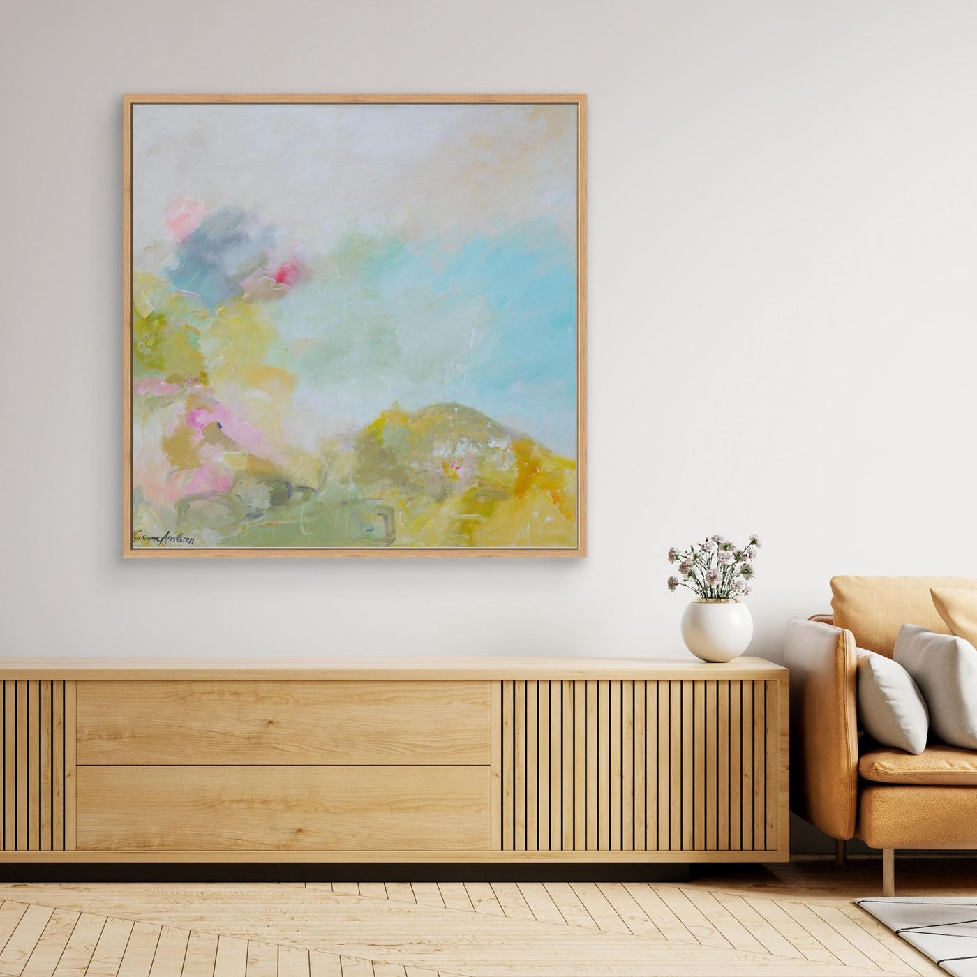 Tryck på canvas – Drömlikt landskap i pastell 