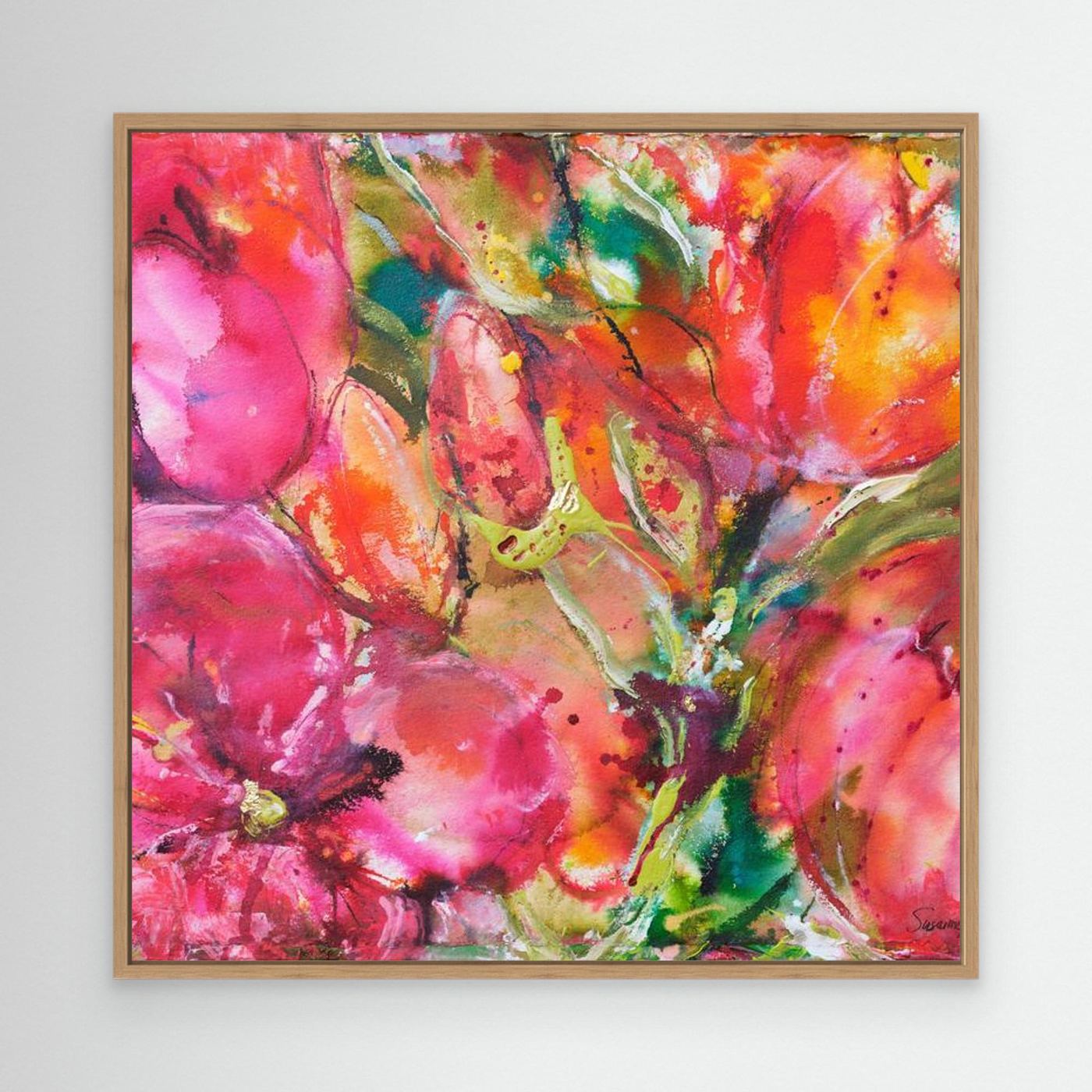 Tryck på Canvas med ram - Blomsterflöde