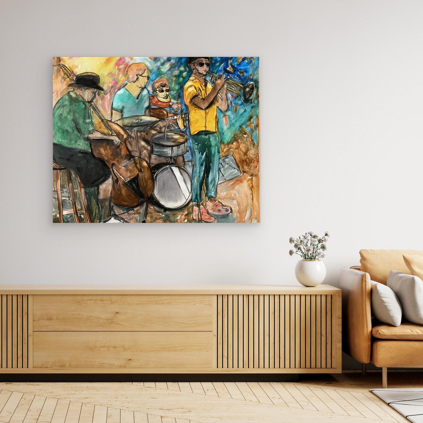 Jazz Vibes – Färgglad musiktavla på canvas