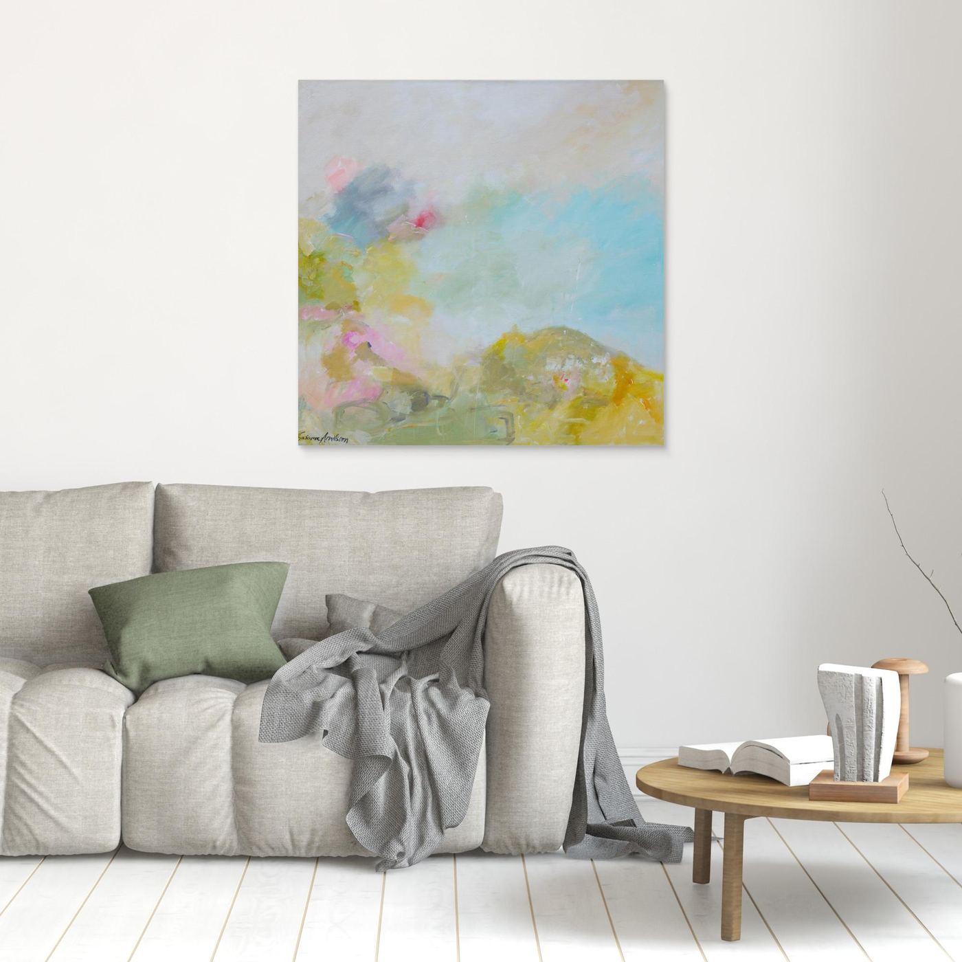 Tryck på canvas – Drömlikt landskap i pastell 