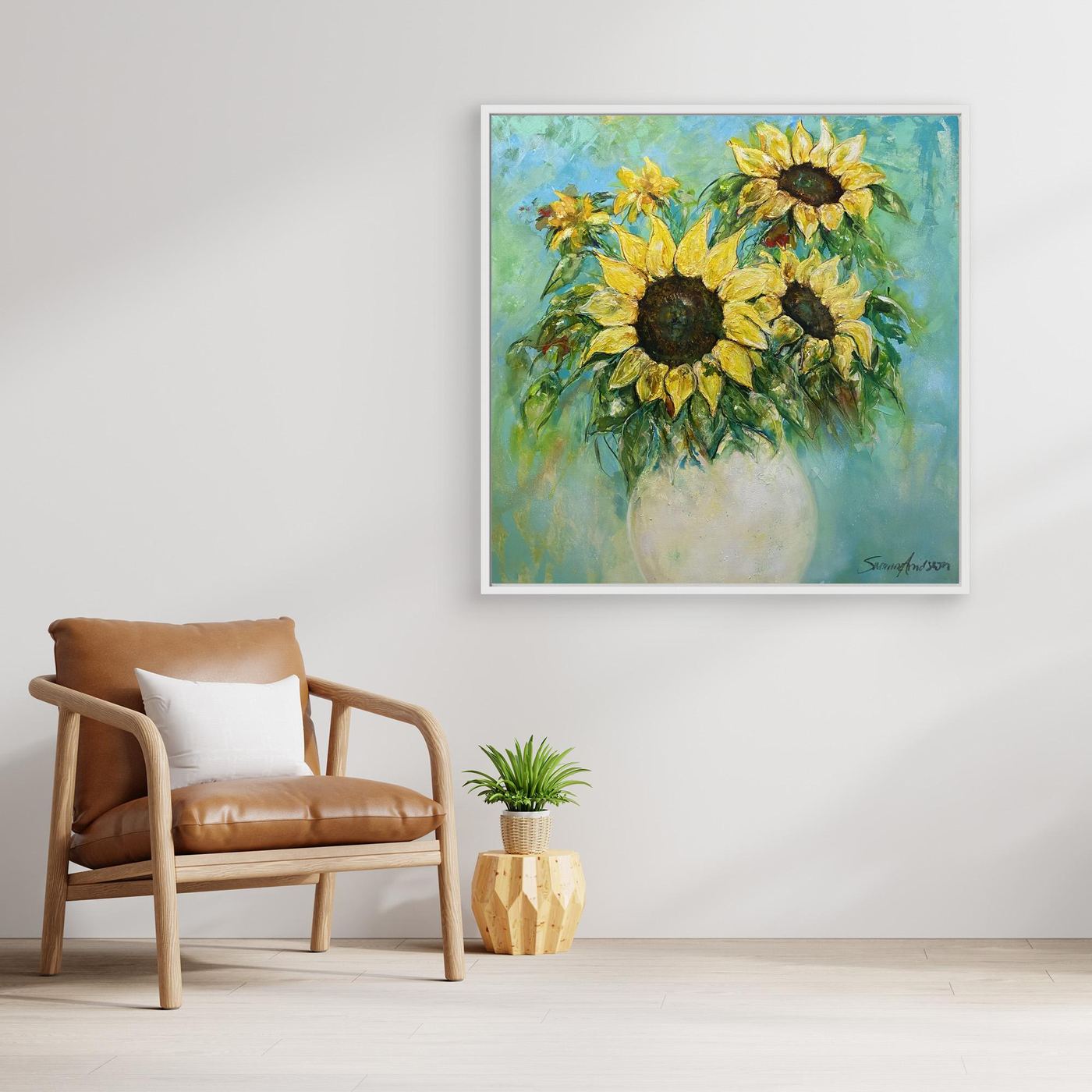 Solrosor – färgstarkt konsttryck på canvas - Modern konst