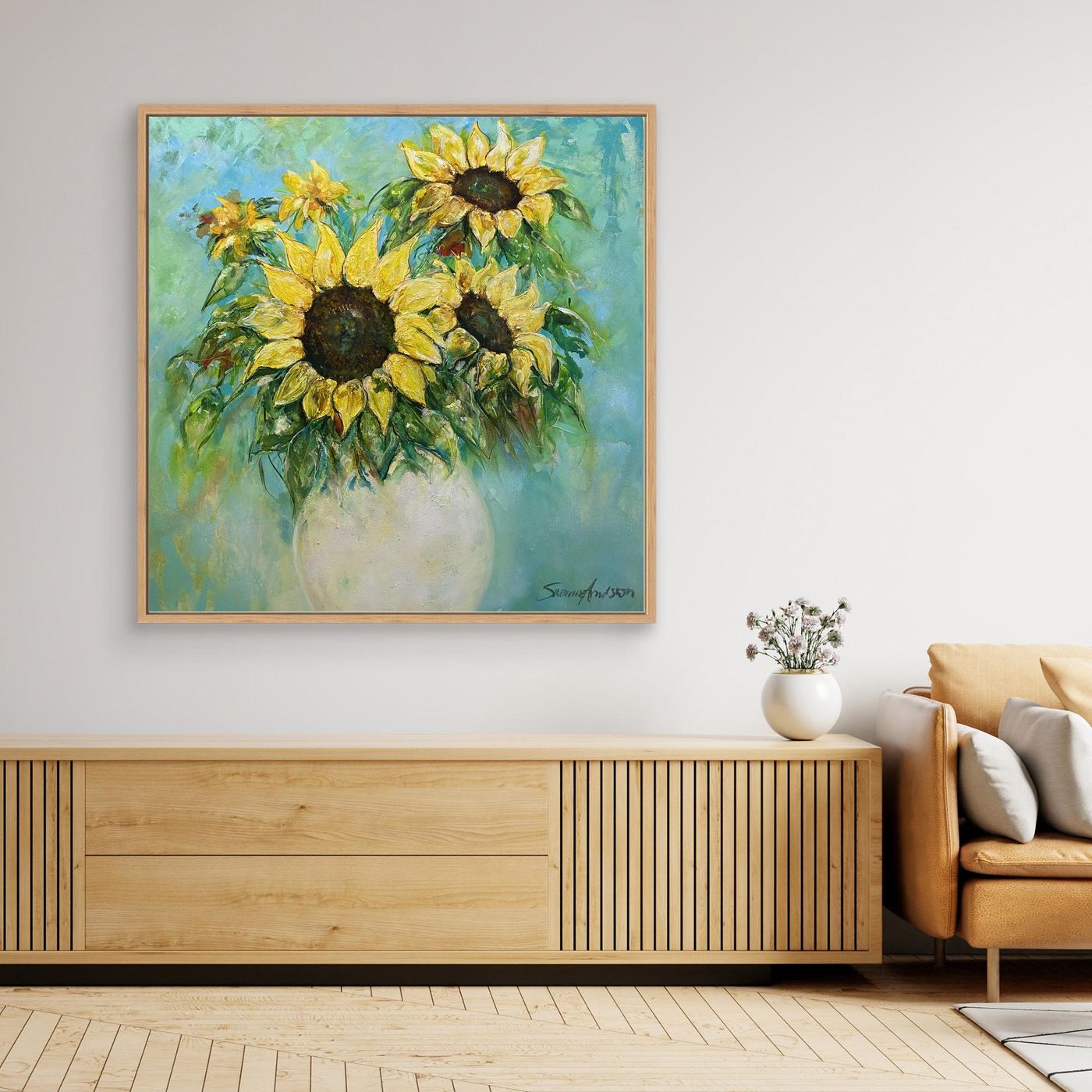 Solrosor – färgstarkt konsttryck på canvas - Modern konst