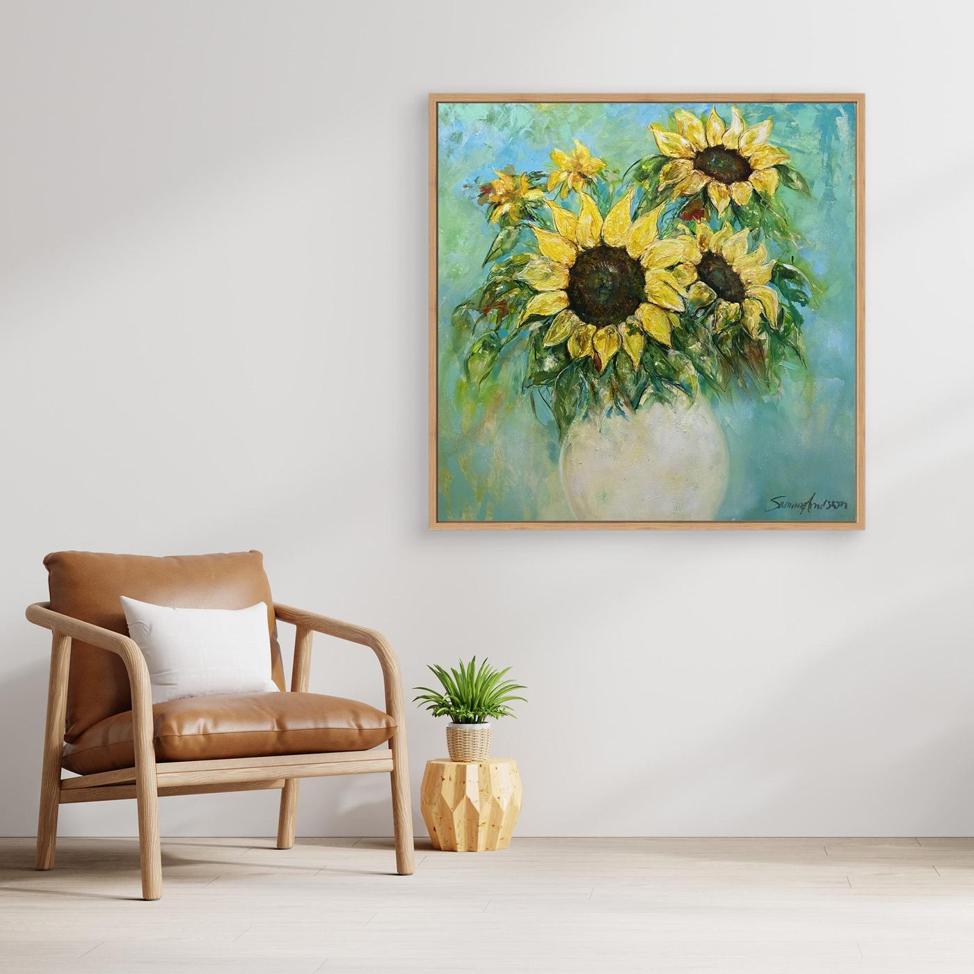 Solrosor – färgstarkt konsttryck på canvas - Modern konst