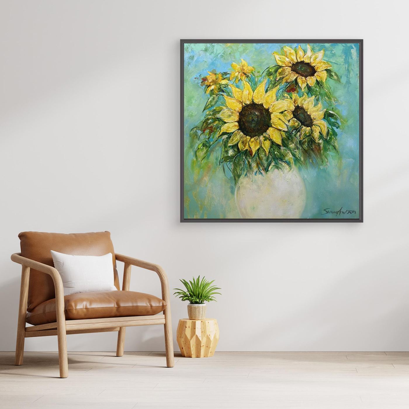 Solrosor – färgstarkt konsttryck på canvas - Modern konst