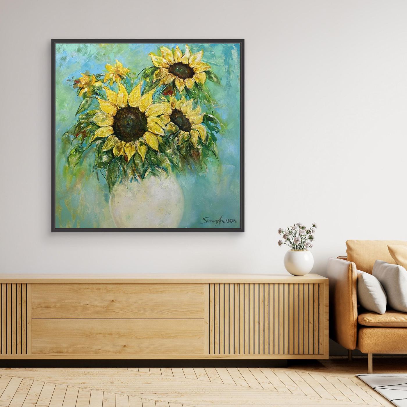 Solrosor – färgstarkt konsttryck på canvas - Modern konst
