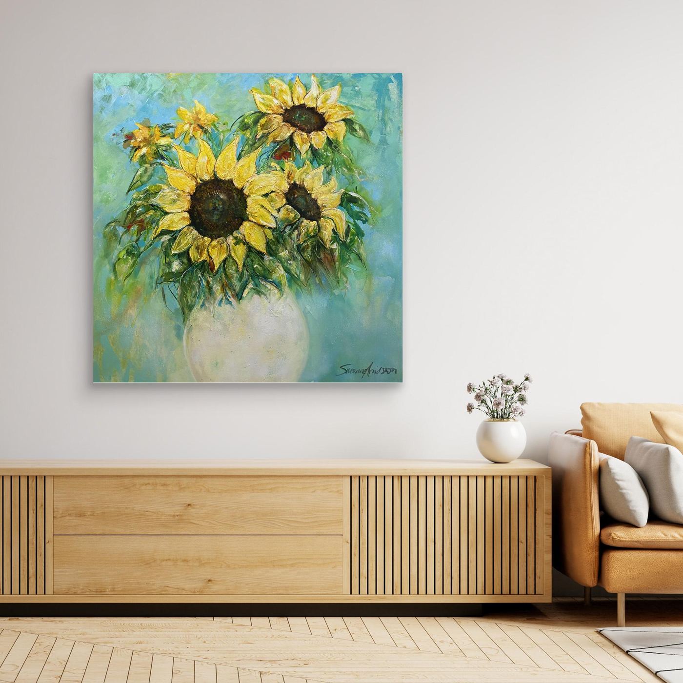 Solrosor – färgstarkt konsttryck på canvas - Modern konst