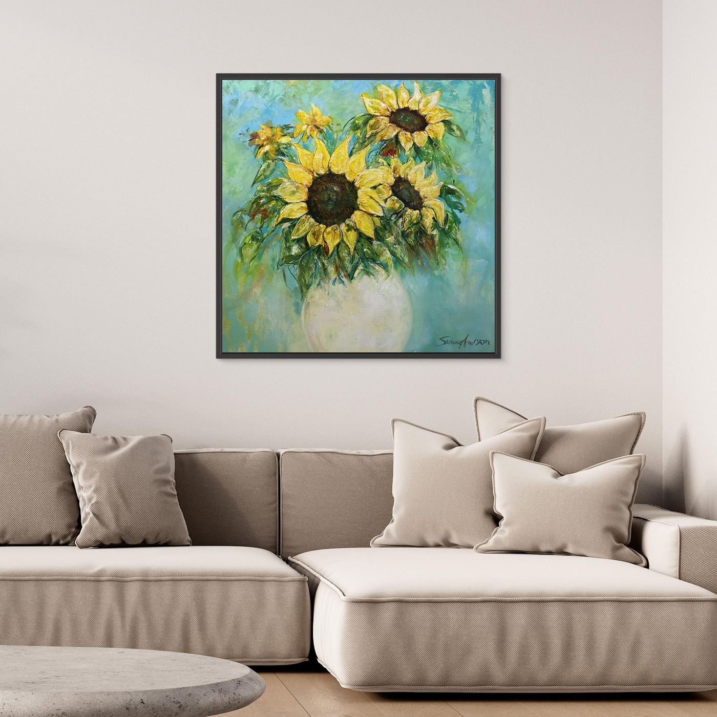 Solrosor – färgstarkt konsttryck på canvas - Modern konst