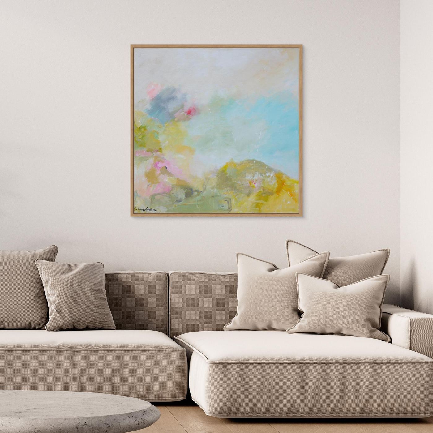 Tryck på canvas – Drömlikt landskap i pastell 
