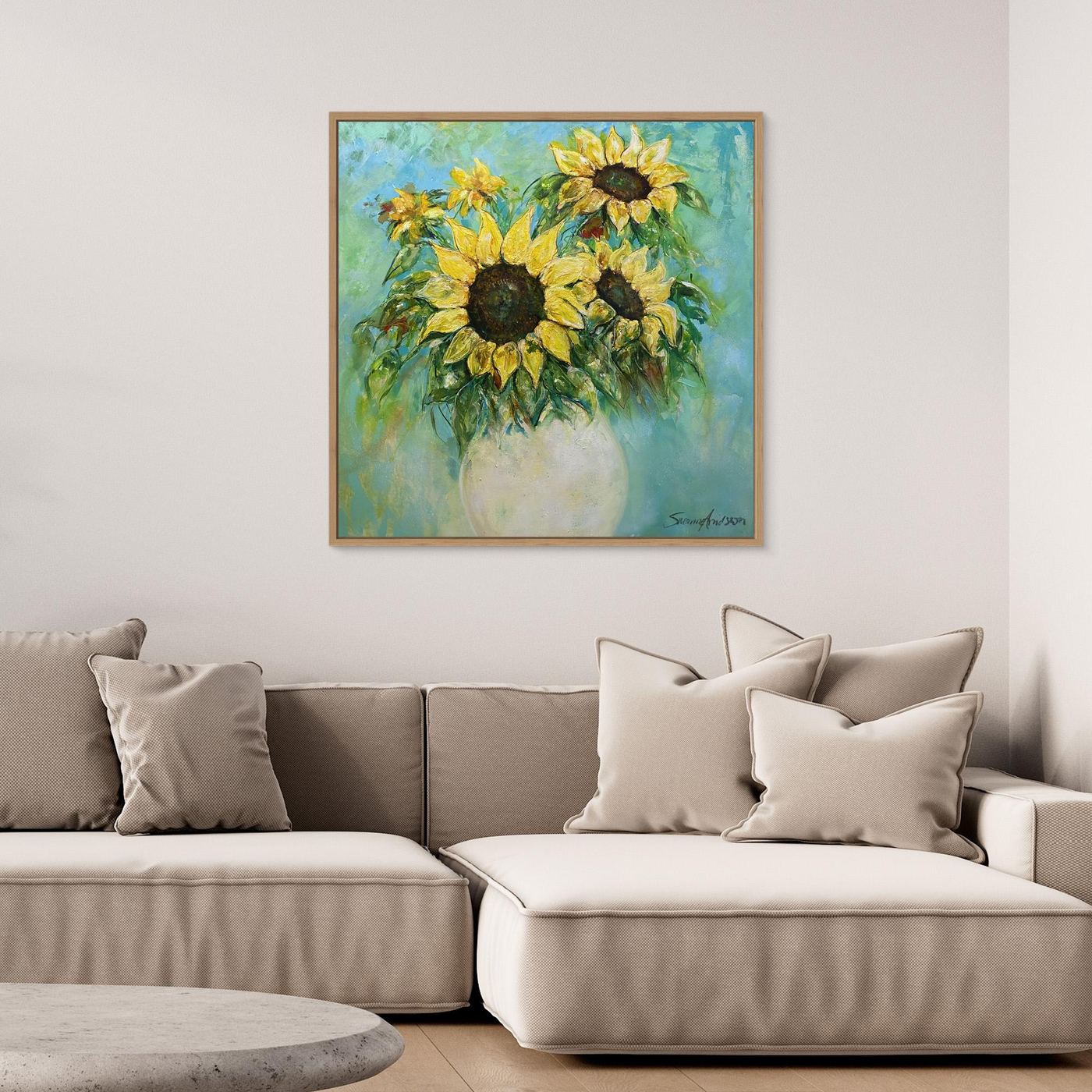 Solrosor – färgstarkt konsttryck på canvas - Modern konst