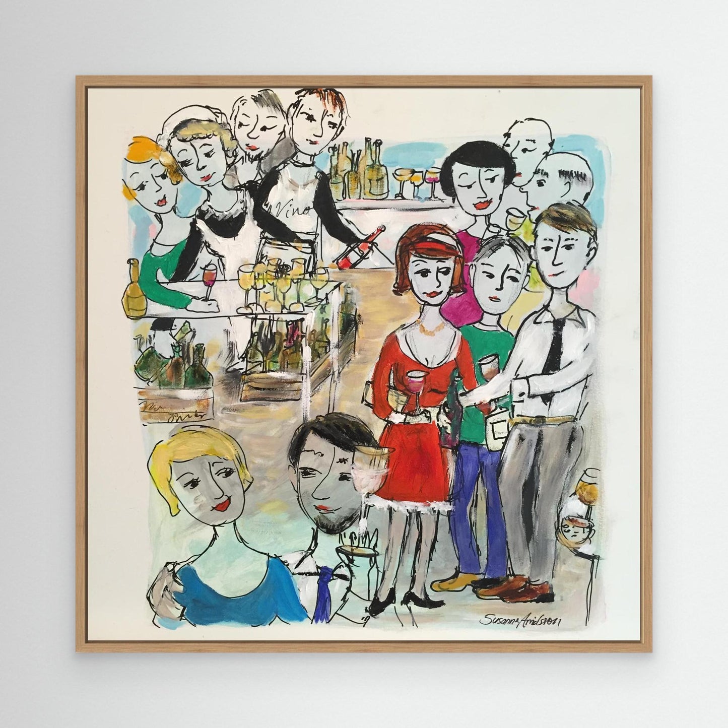 Konsttryck på duk - Vinprovning i färg och glädje