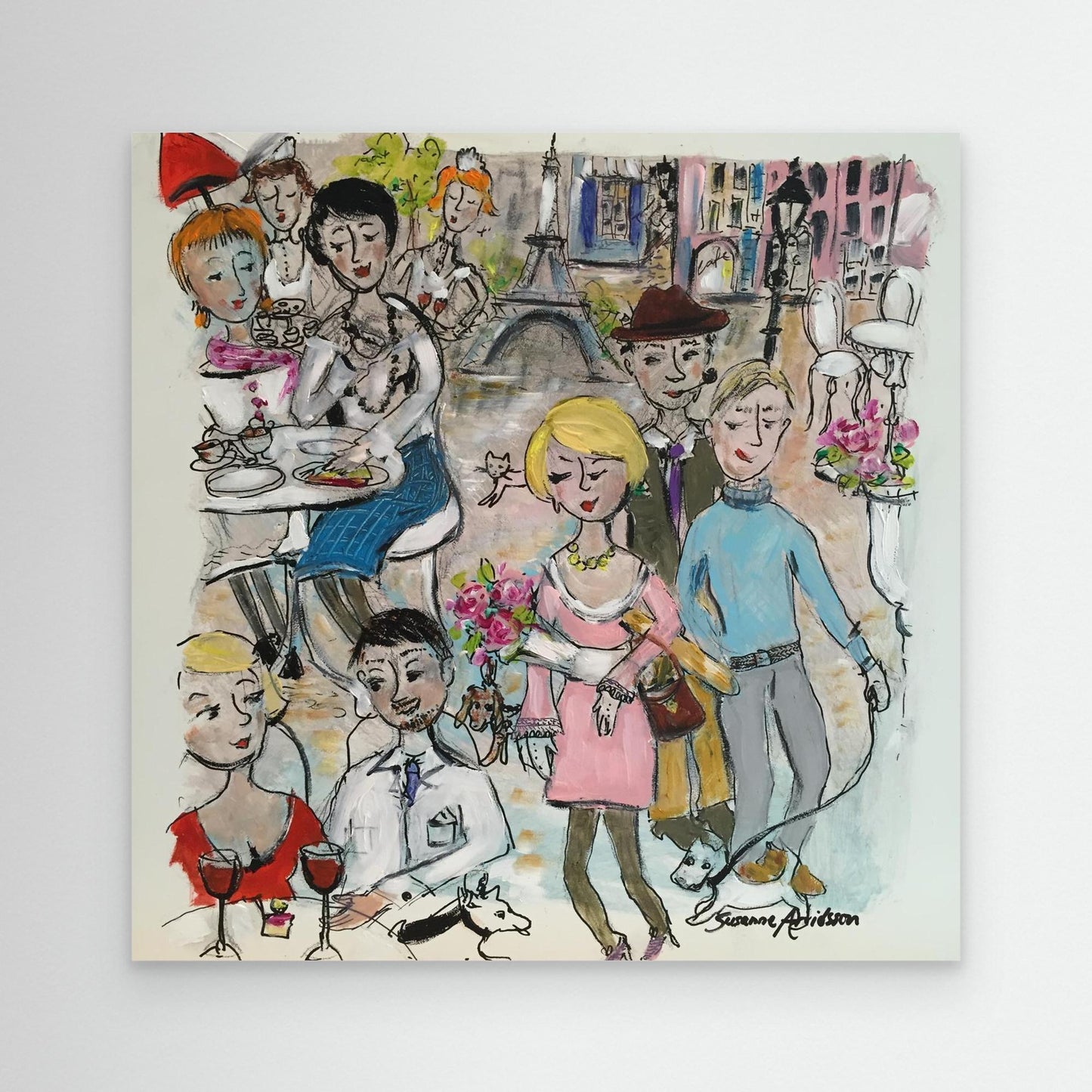  Konsttryck på canvas - Paris – en naivistisk vy