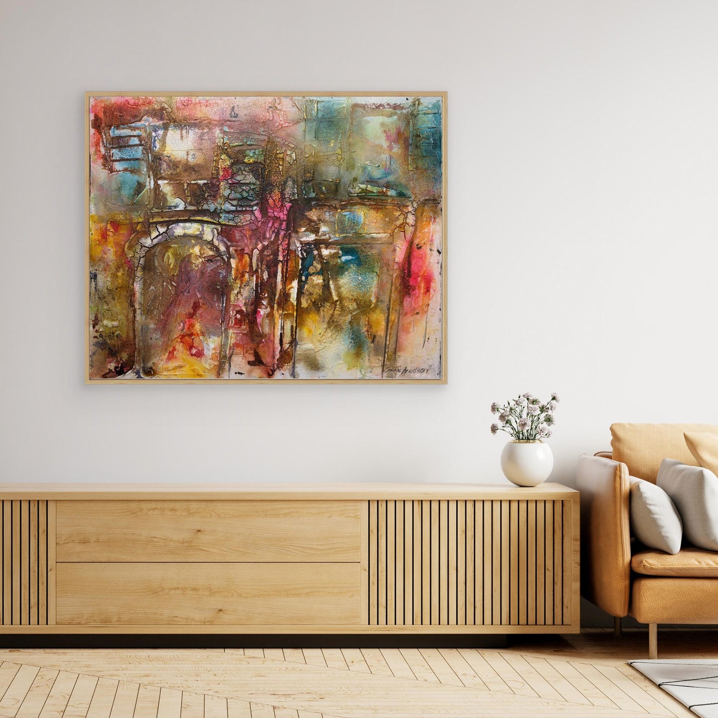 Abstrakt färgsprakande konst – tryck på canvas i stora storlekar