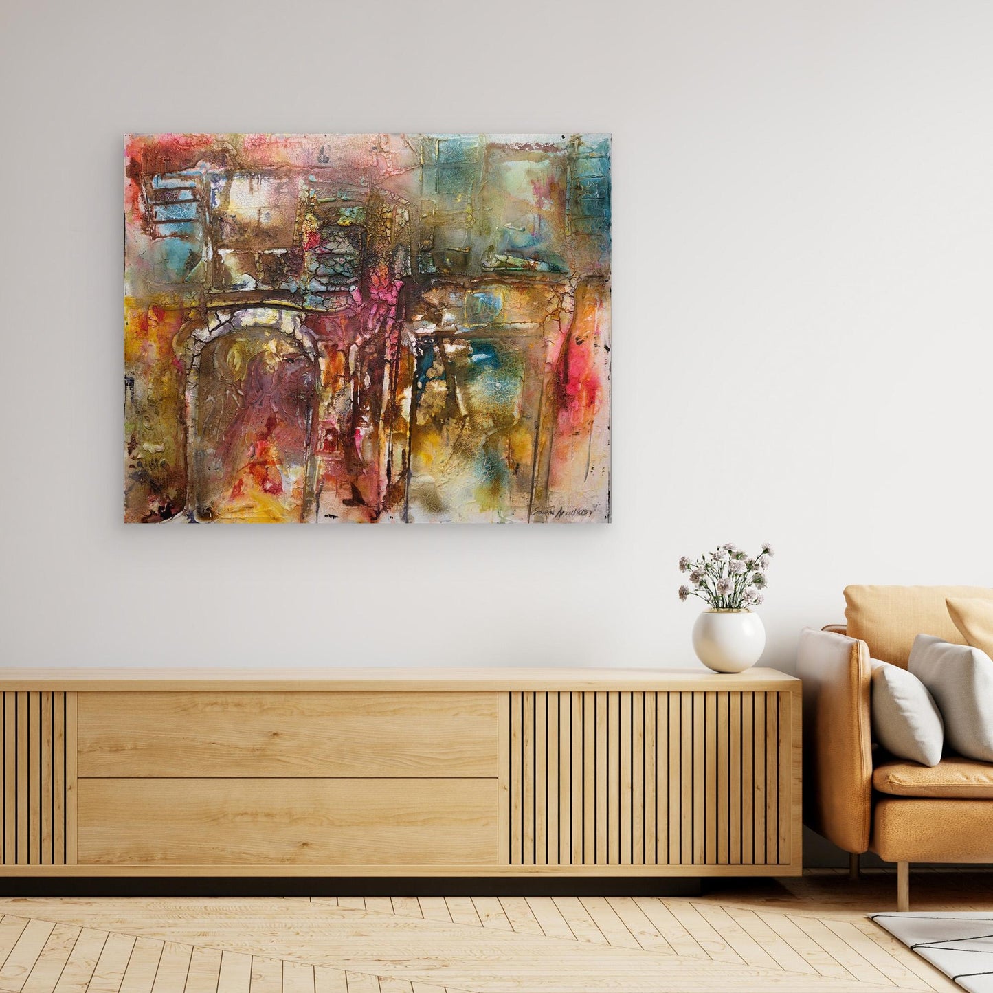 Abstrakt färgsprakande konst – tryck på canvas i stora storlekar