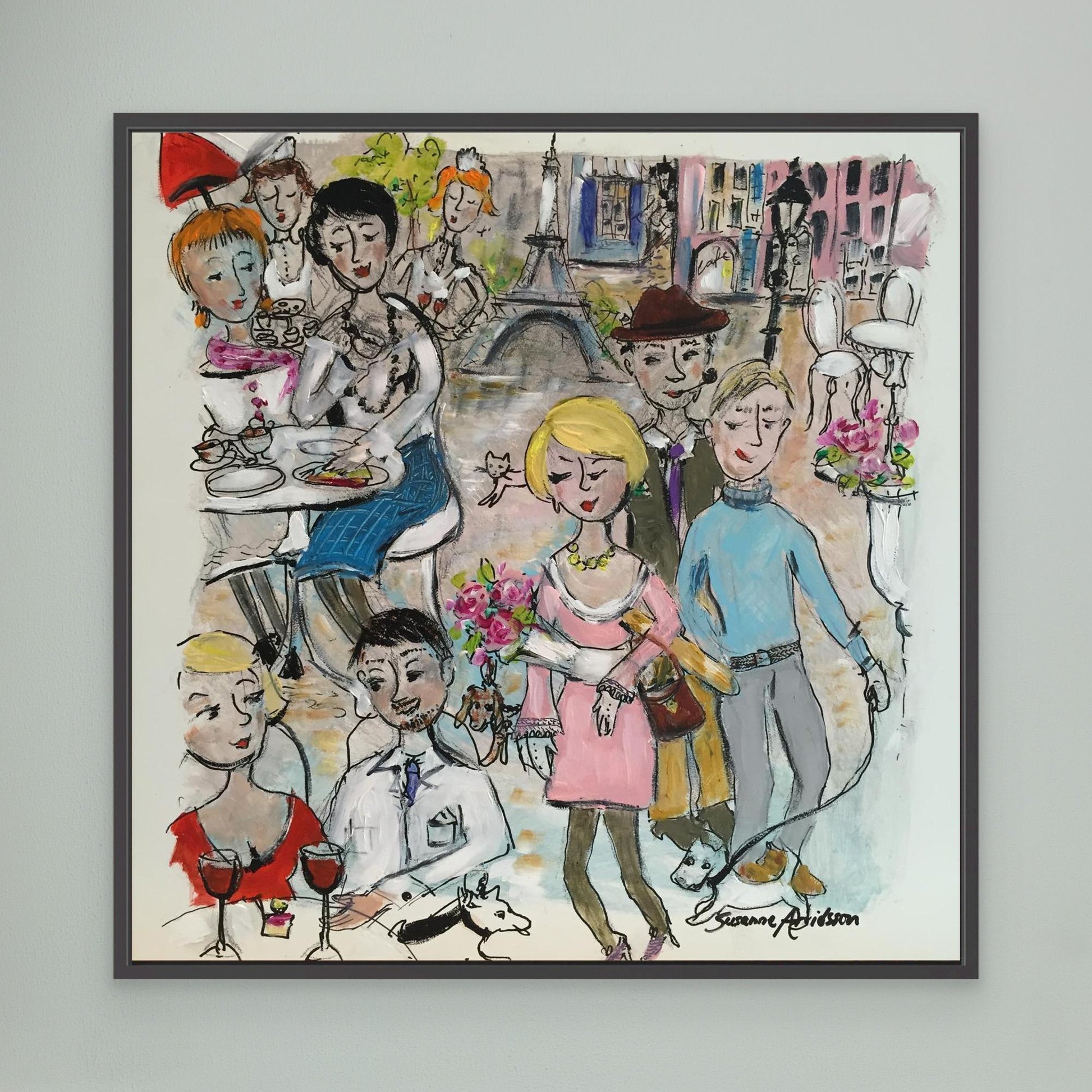  Konsttryck på canvas - Paris – en naivistisk vy